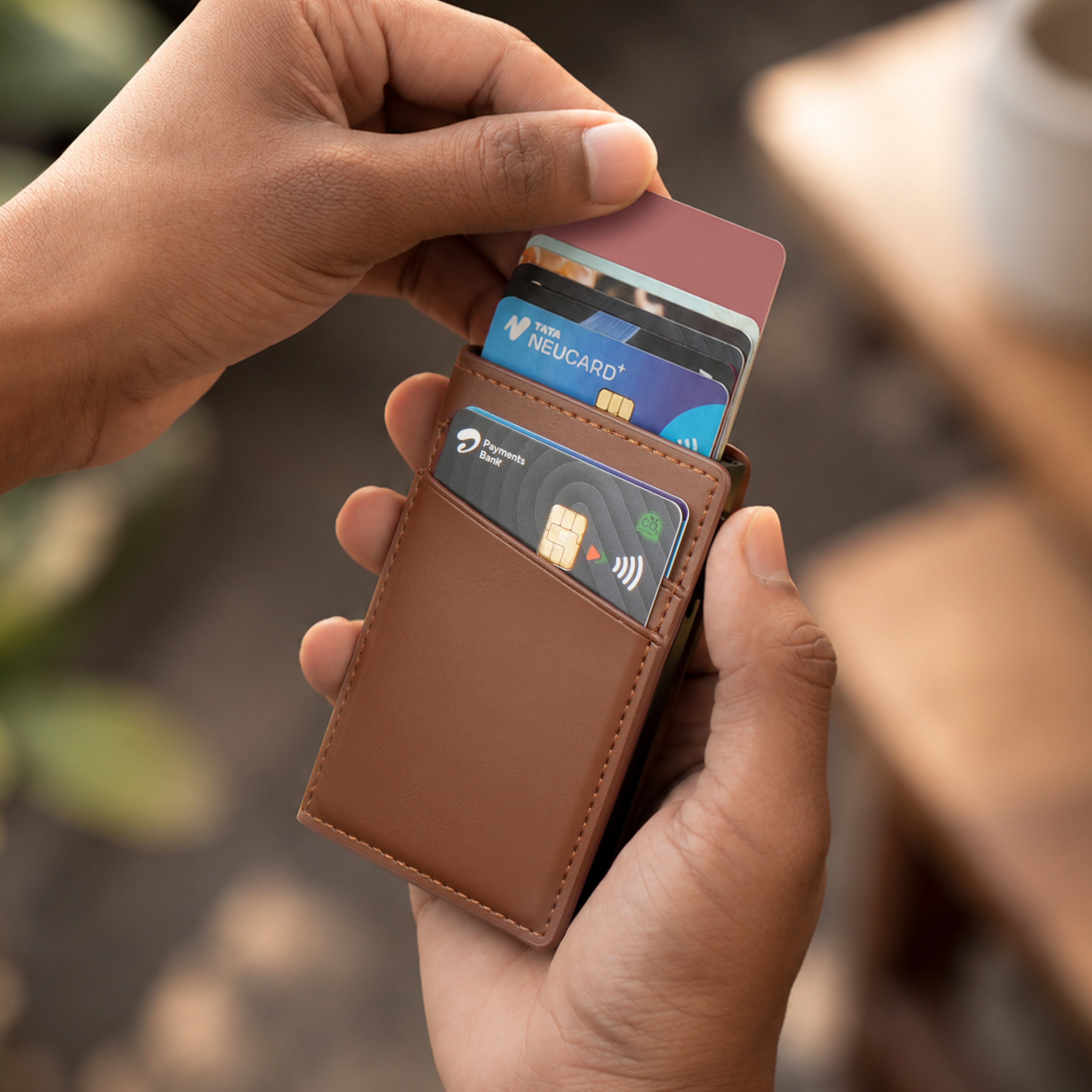 Aero Vault RFID Protected Pop-Up Cardholder - Tan
