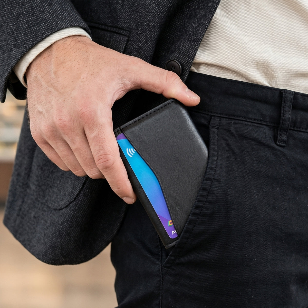 Axis Slim Leather Cardholder - Black