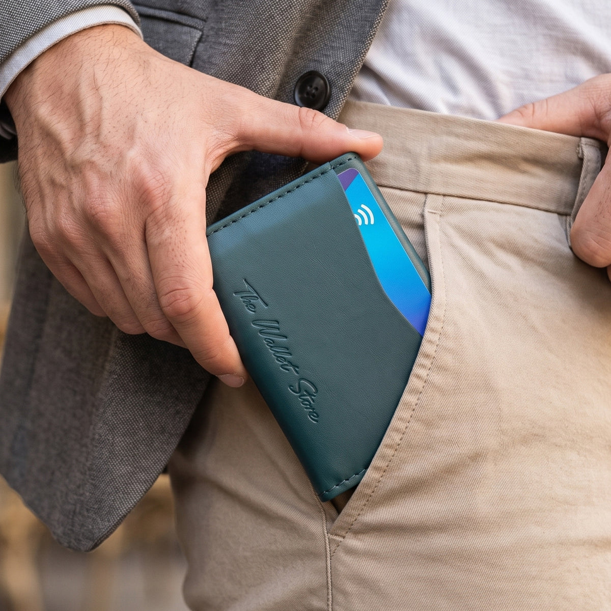 Axis Slim Leather Cardholder - Green