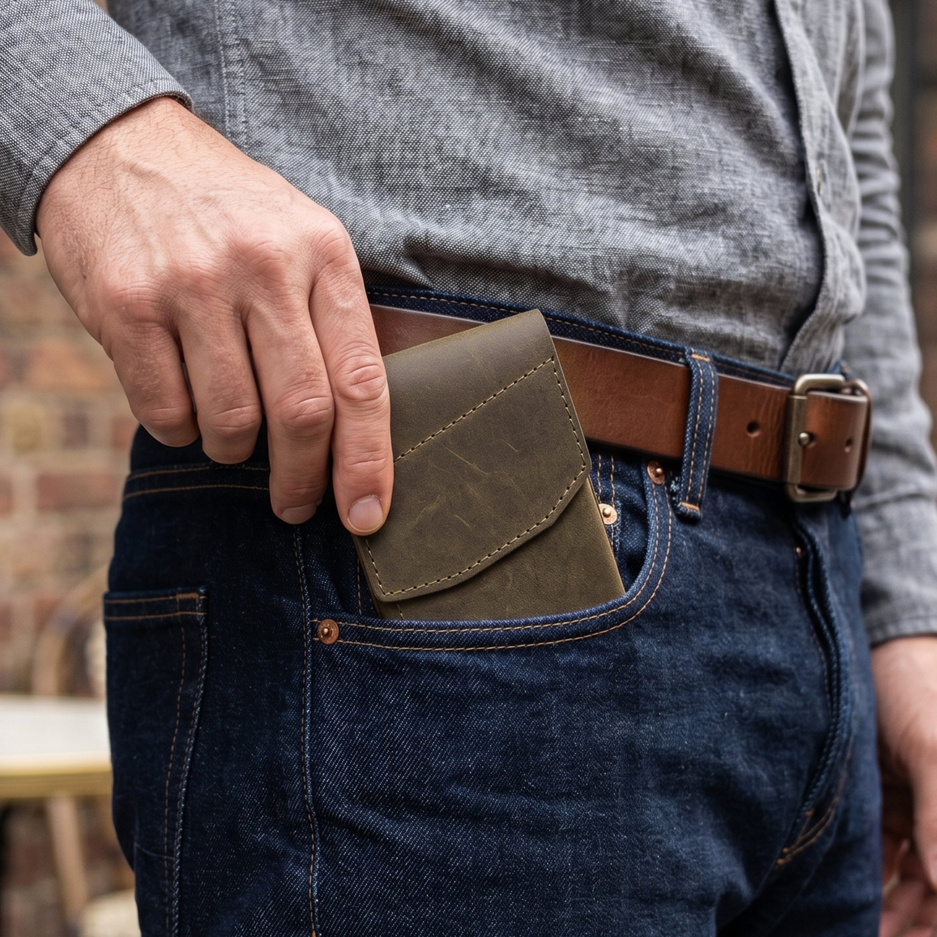 Flip Genuine Leather Wallet With Magnetic Closure - Green
