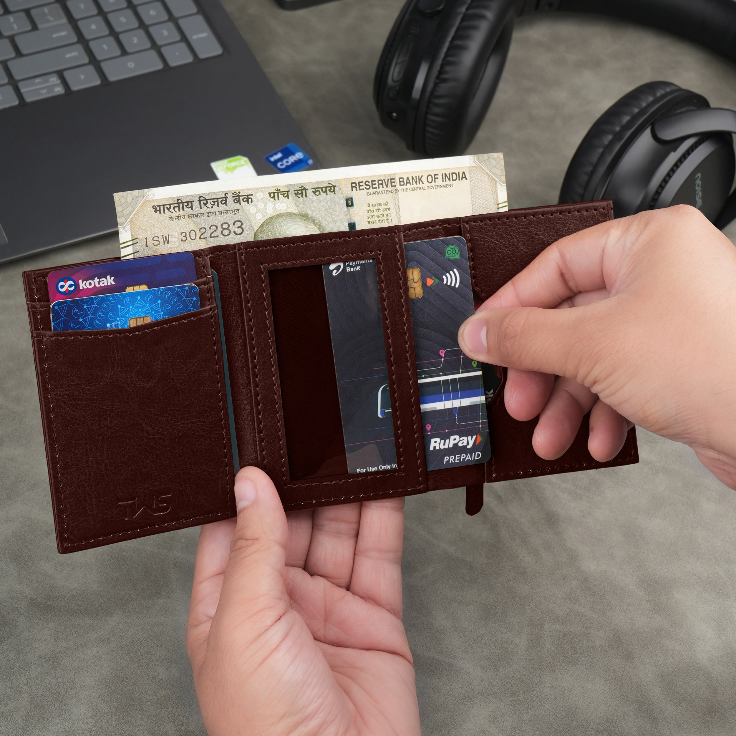 Cipher RFID-Protected Wallet With Detachable Cardholder - Brown