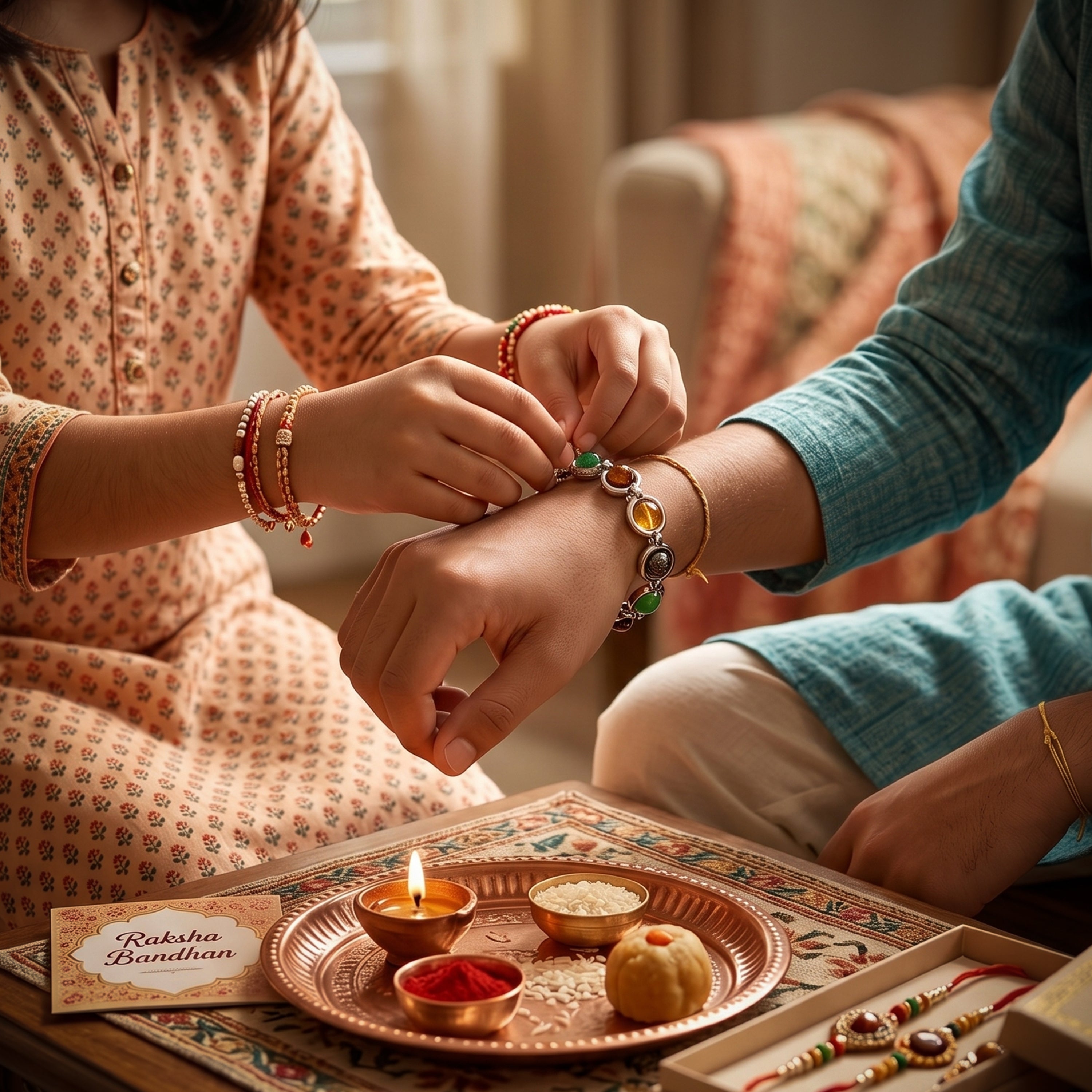 Dhan Yog Silver Bracelet Rakhi