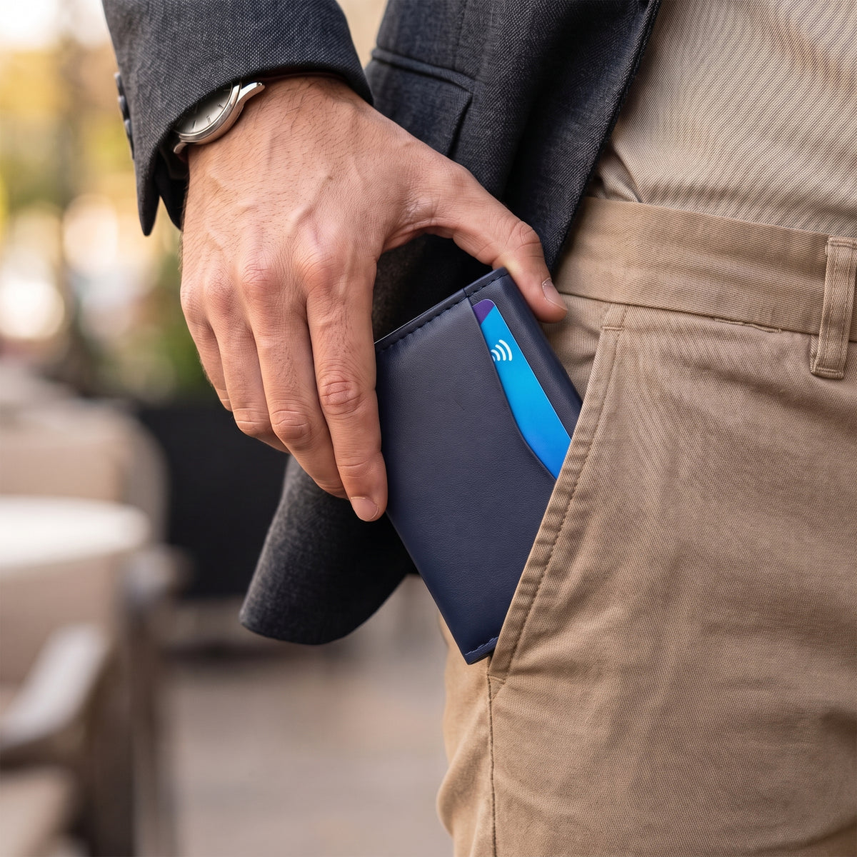 Axis Slim Leather Cardholder - Blue