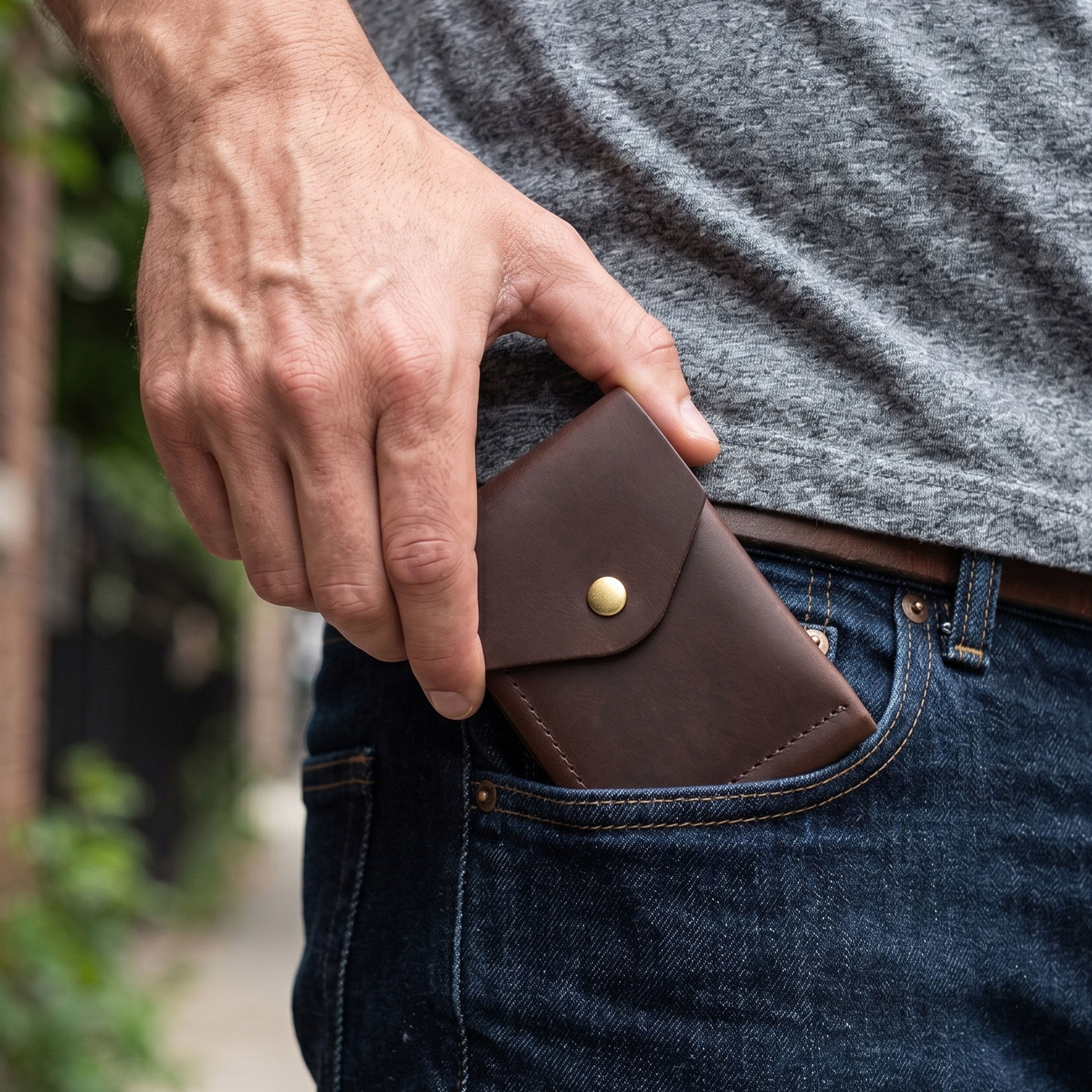 Flip Genuine Leather Wallet - Dark Brown