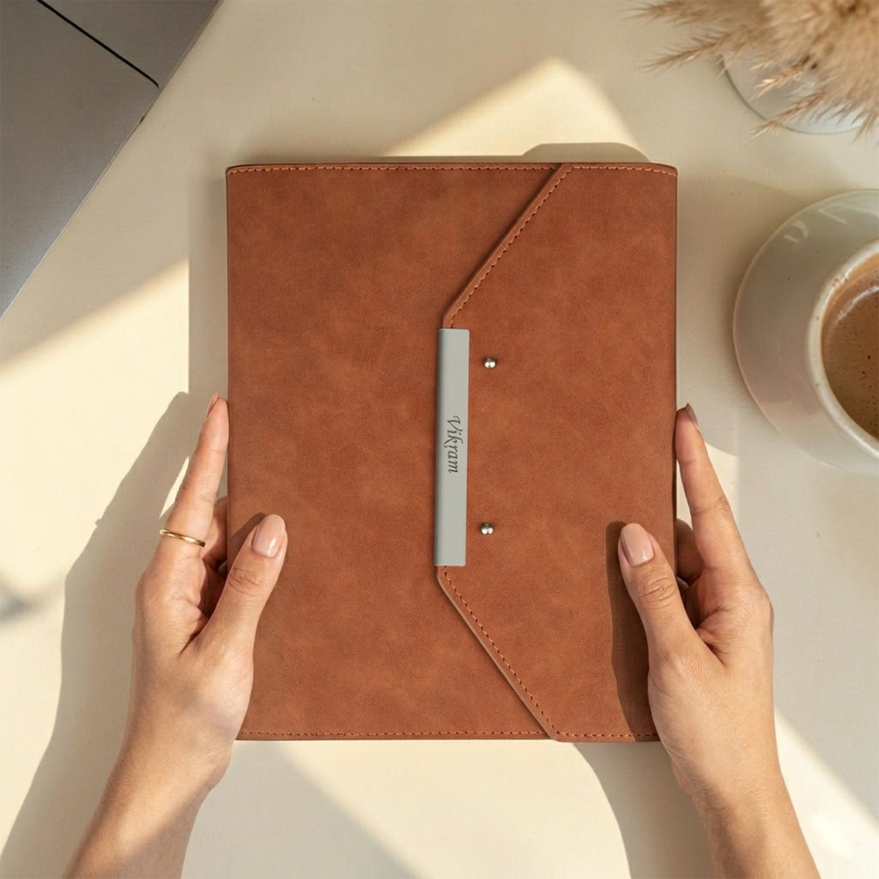 Personalized Persona Suede A5 Leatherette Organiser Diary - Tan