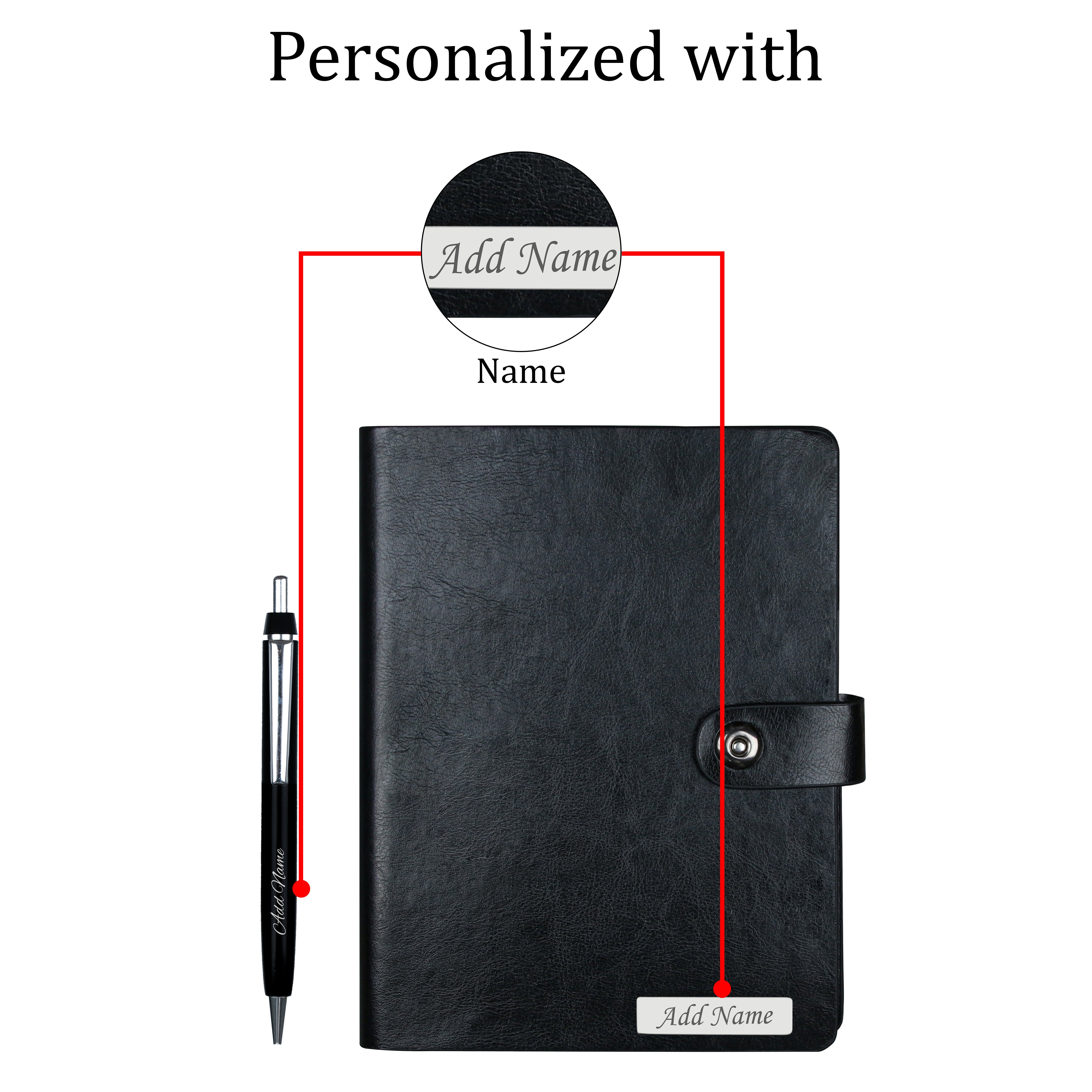 Personalized Dual-Tone Leather Cover Notebook & Pen Gift Set
