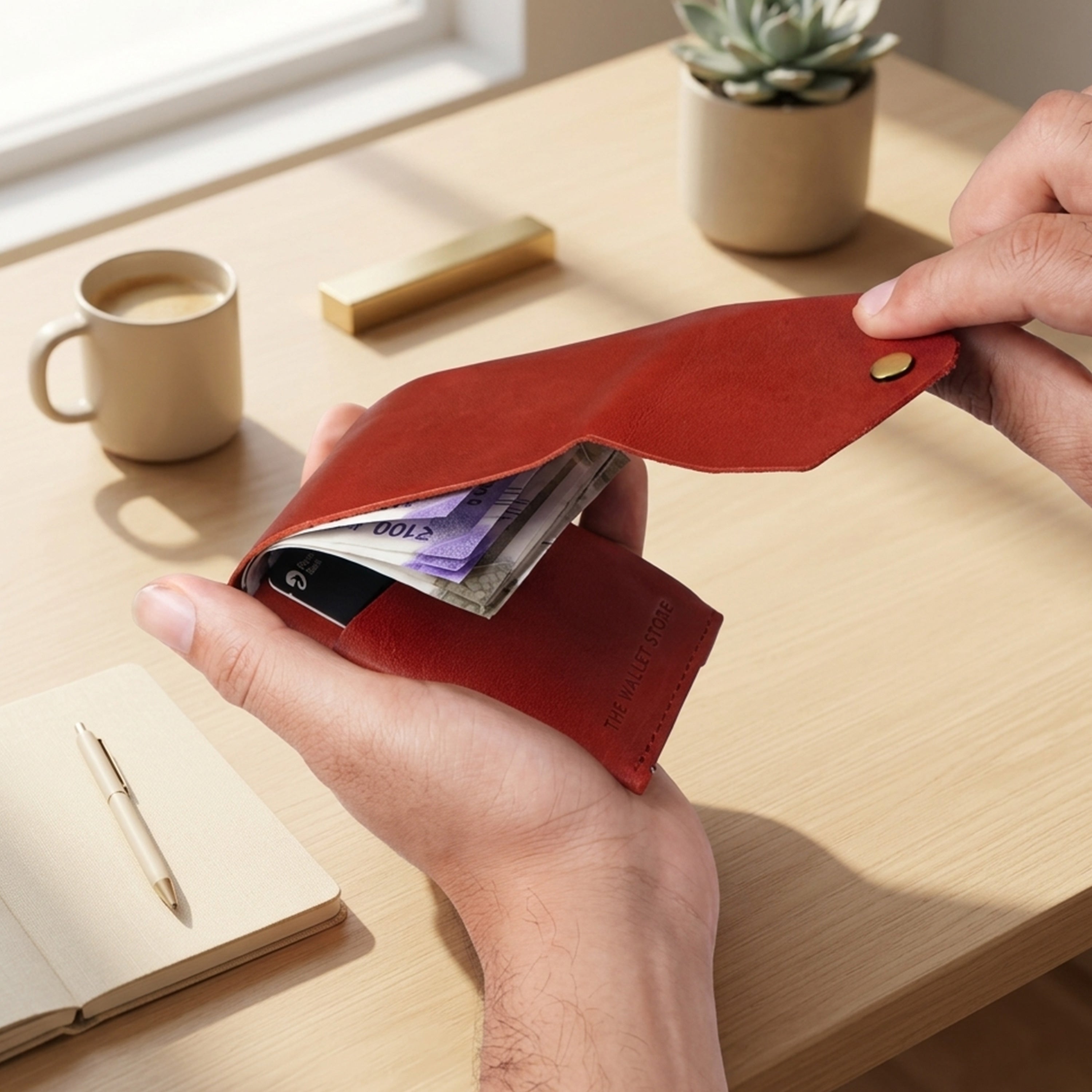 Flip Genuine Leather Wallet - Red