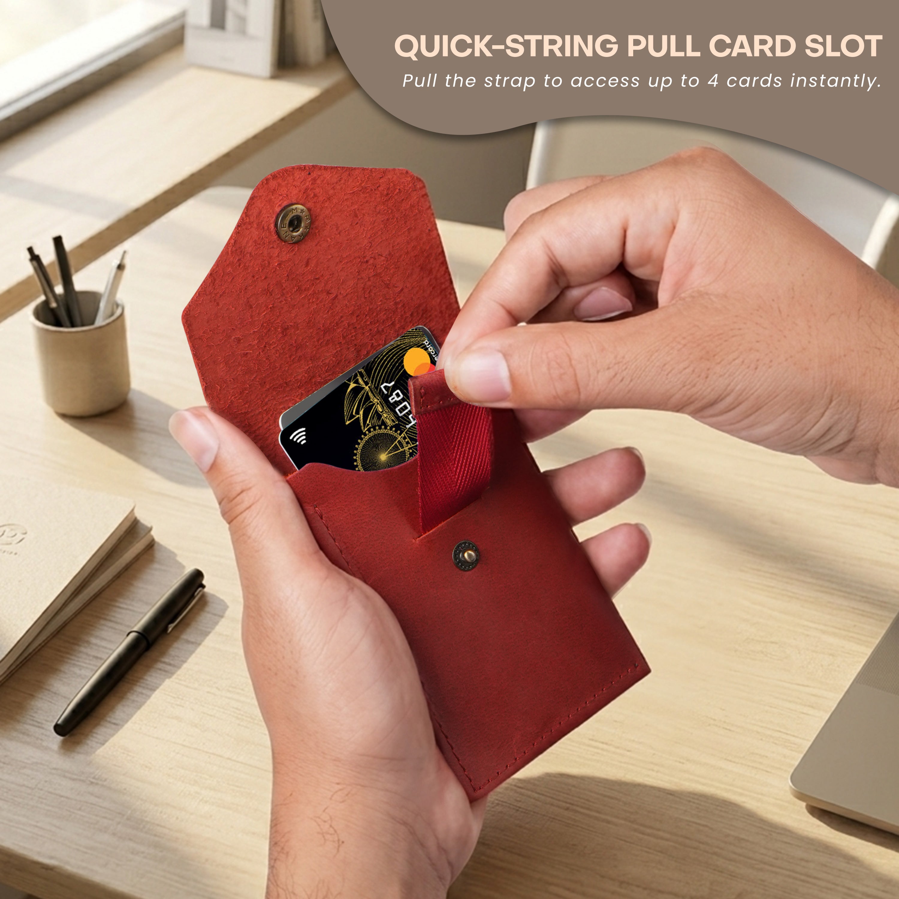 Flip Genuine Leather Wallet - Red