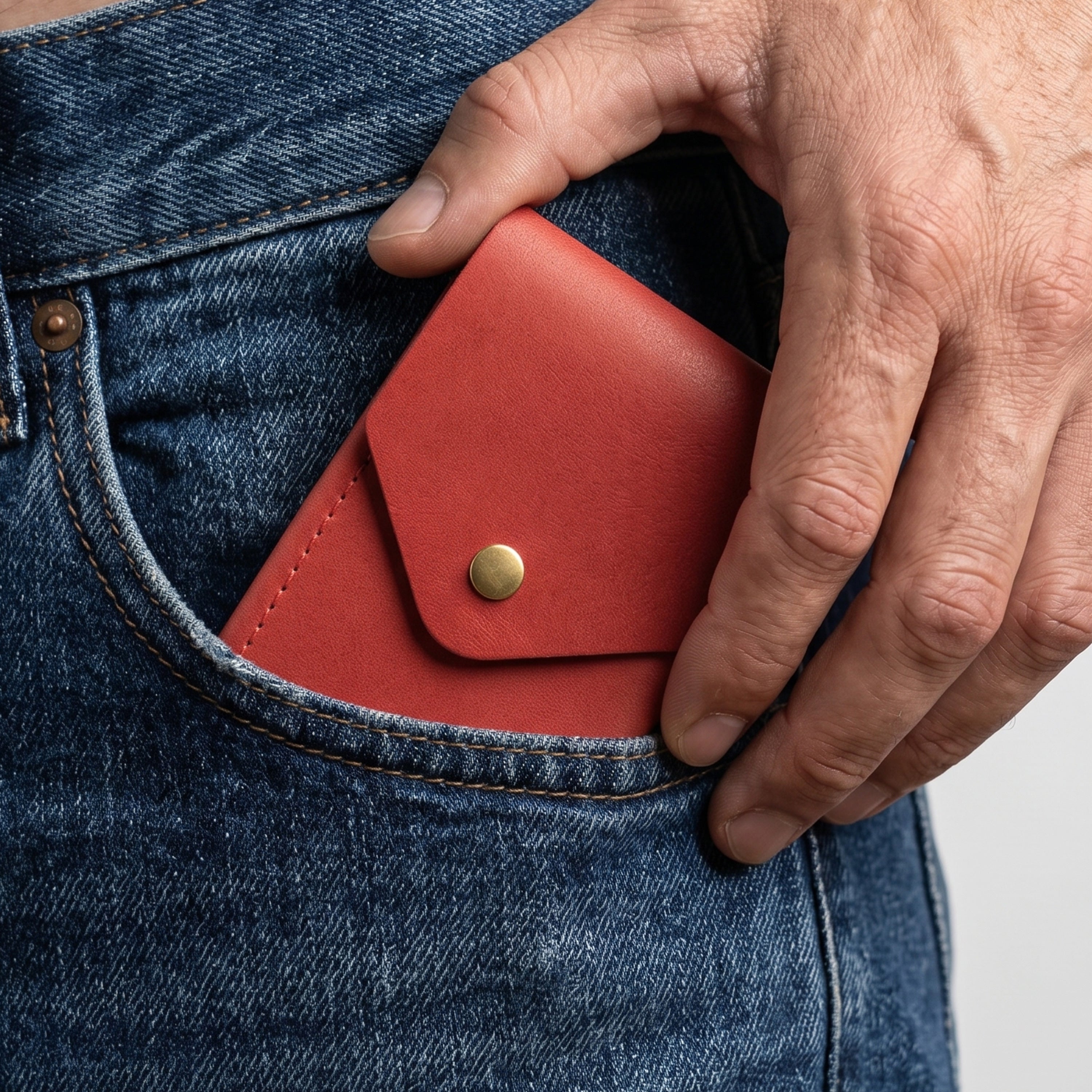 Flip Genuine Leather Wallet - Red
