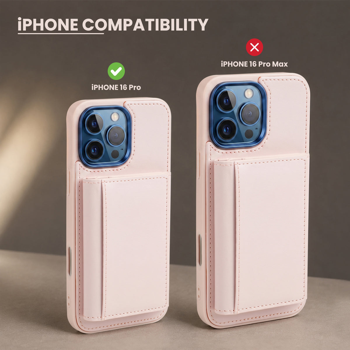 iPhone 16 Pro Magnetic Case with Detachable Cardholder - Pink