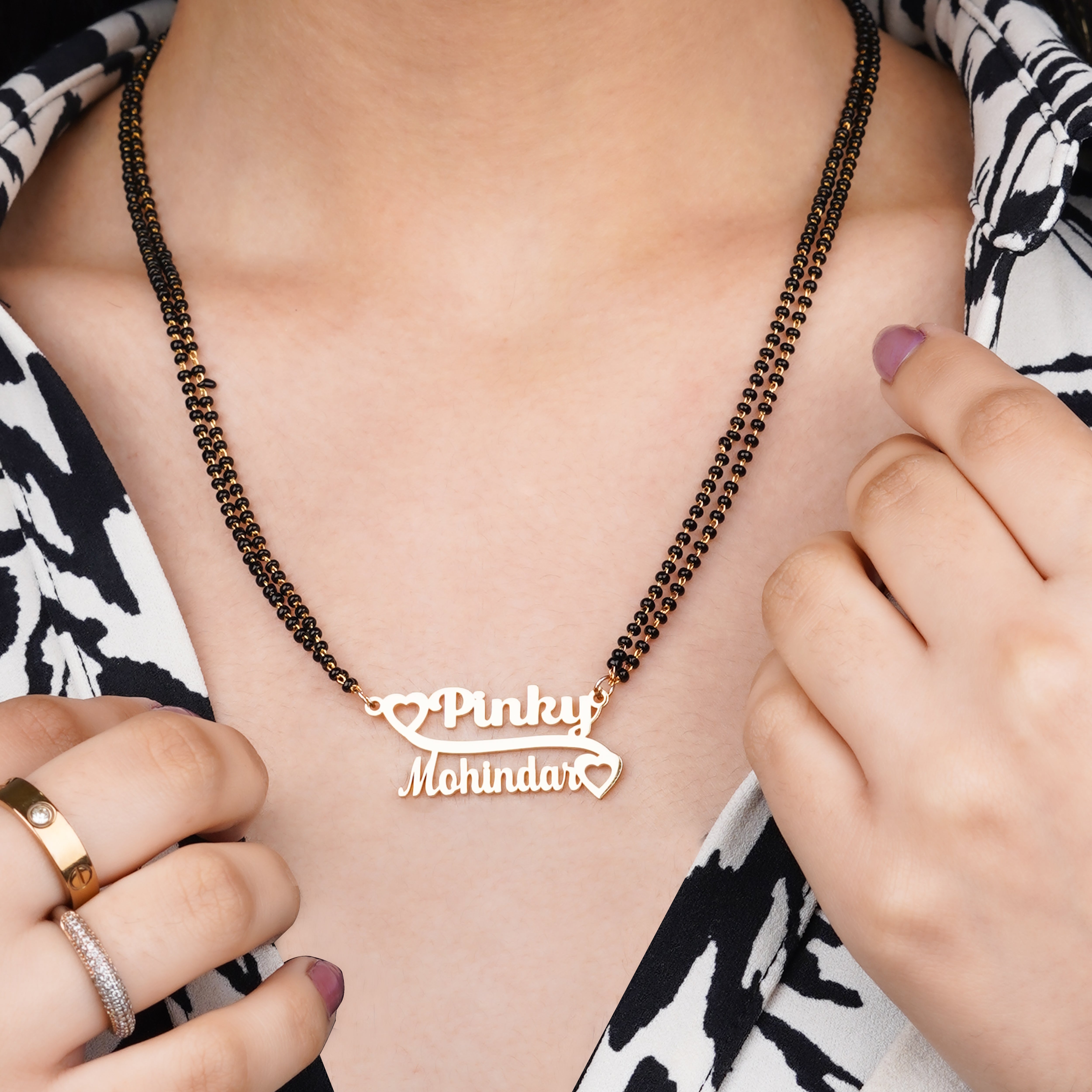 Double Name Necklace With Mangalsutra