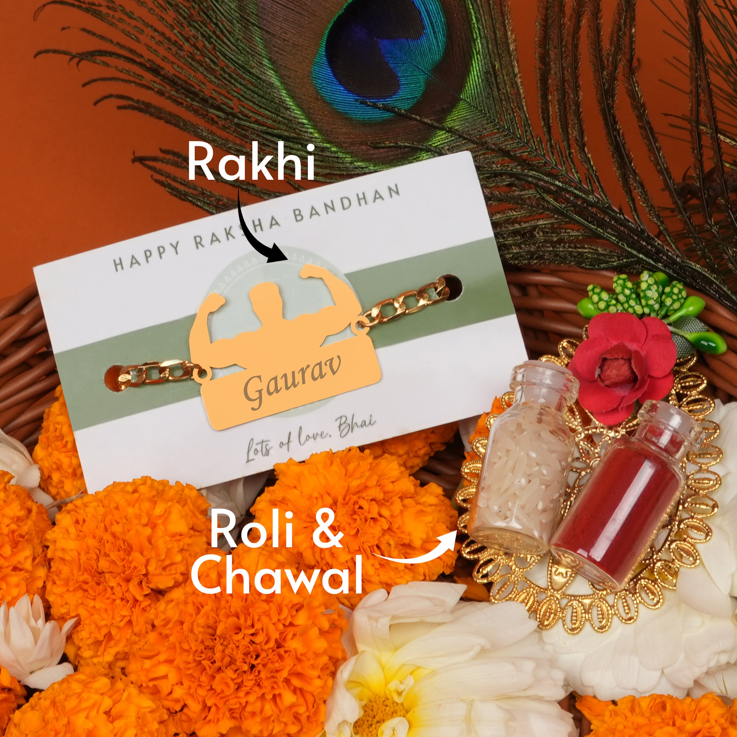 Personalized BodyBuilder Metallic Rakhi With Name