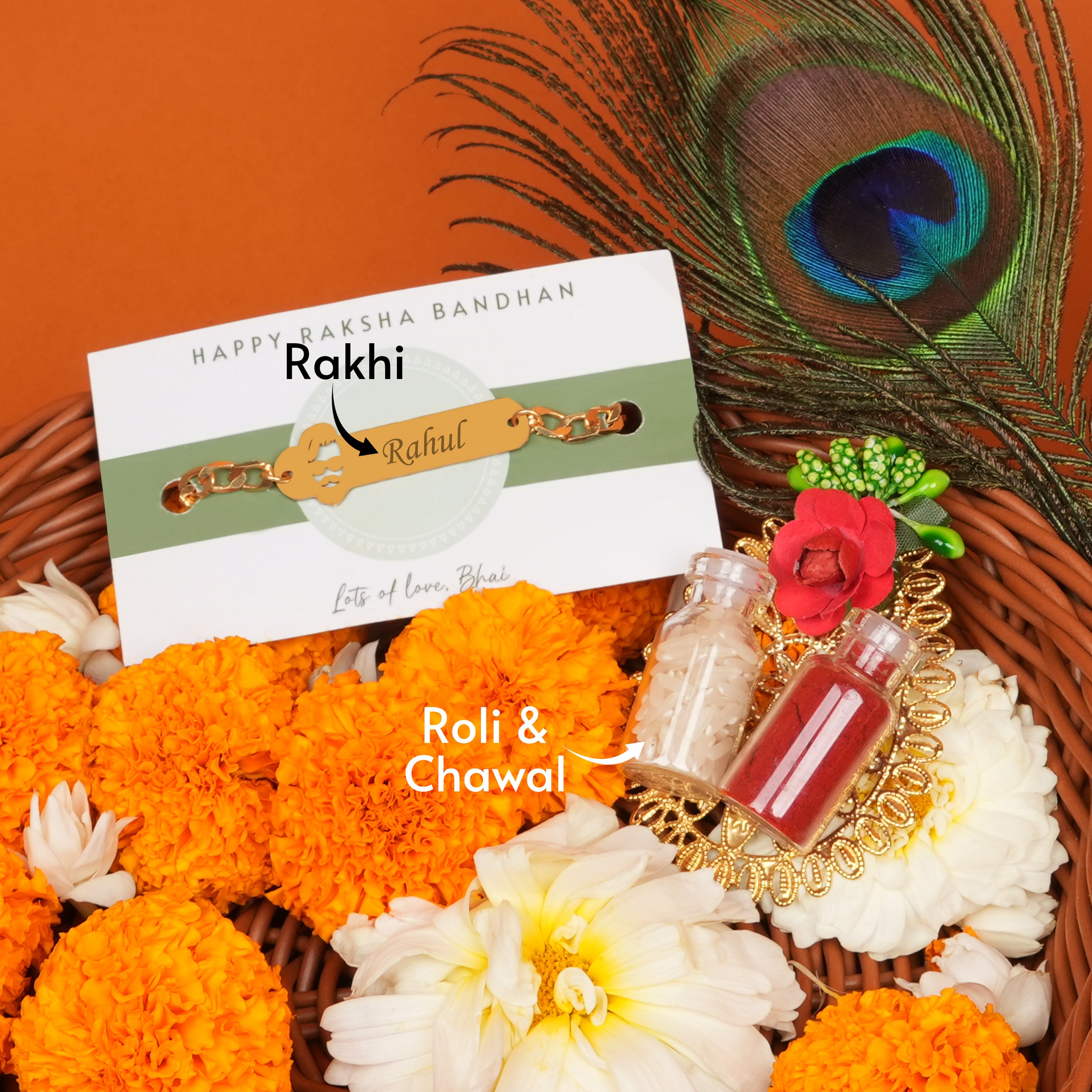Personalized Beard Face Metallic Rakhi With Name