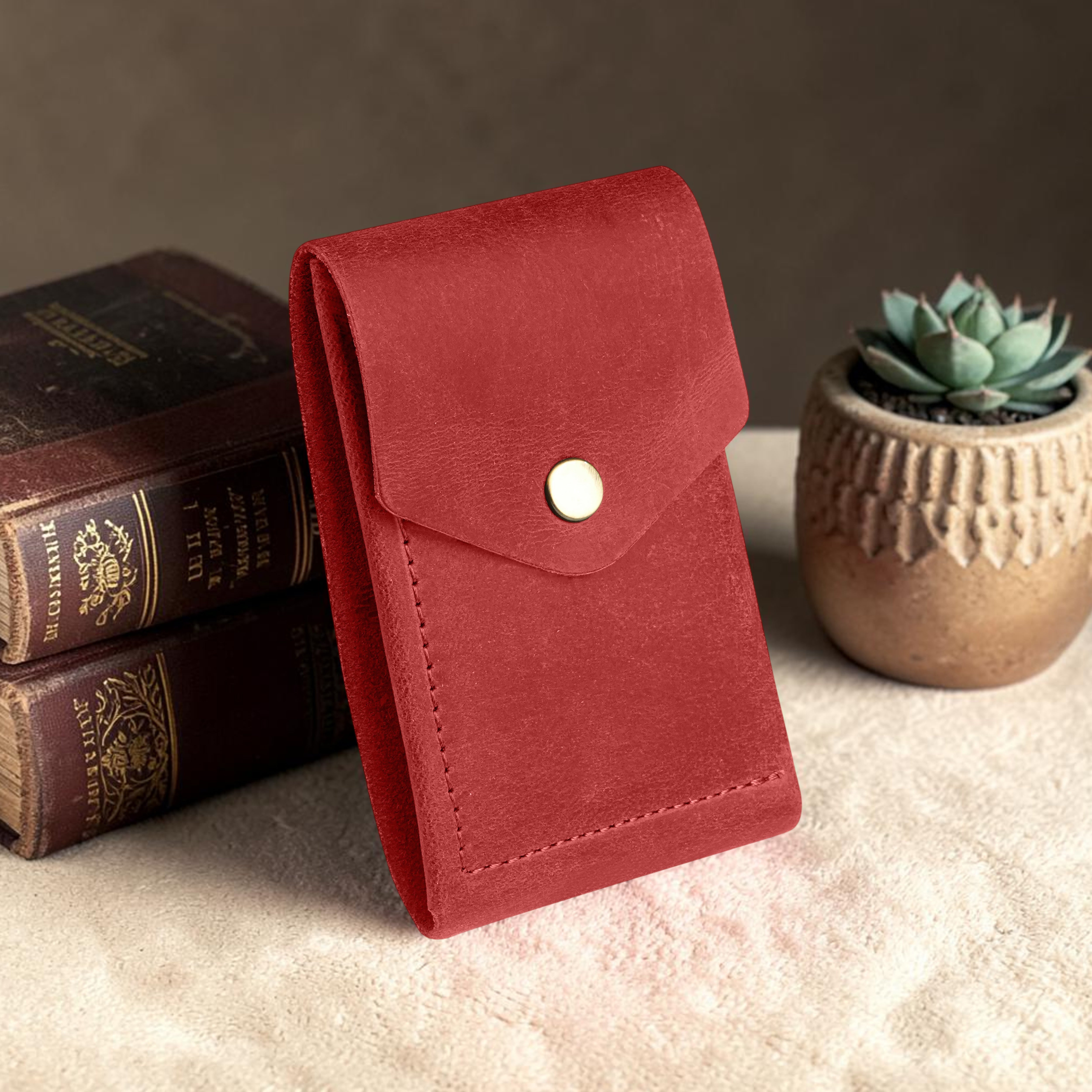 Flip Genuine Leather Wallet - Red