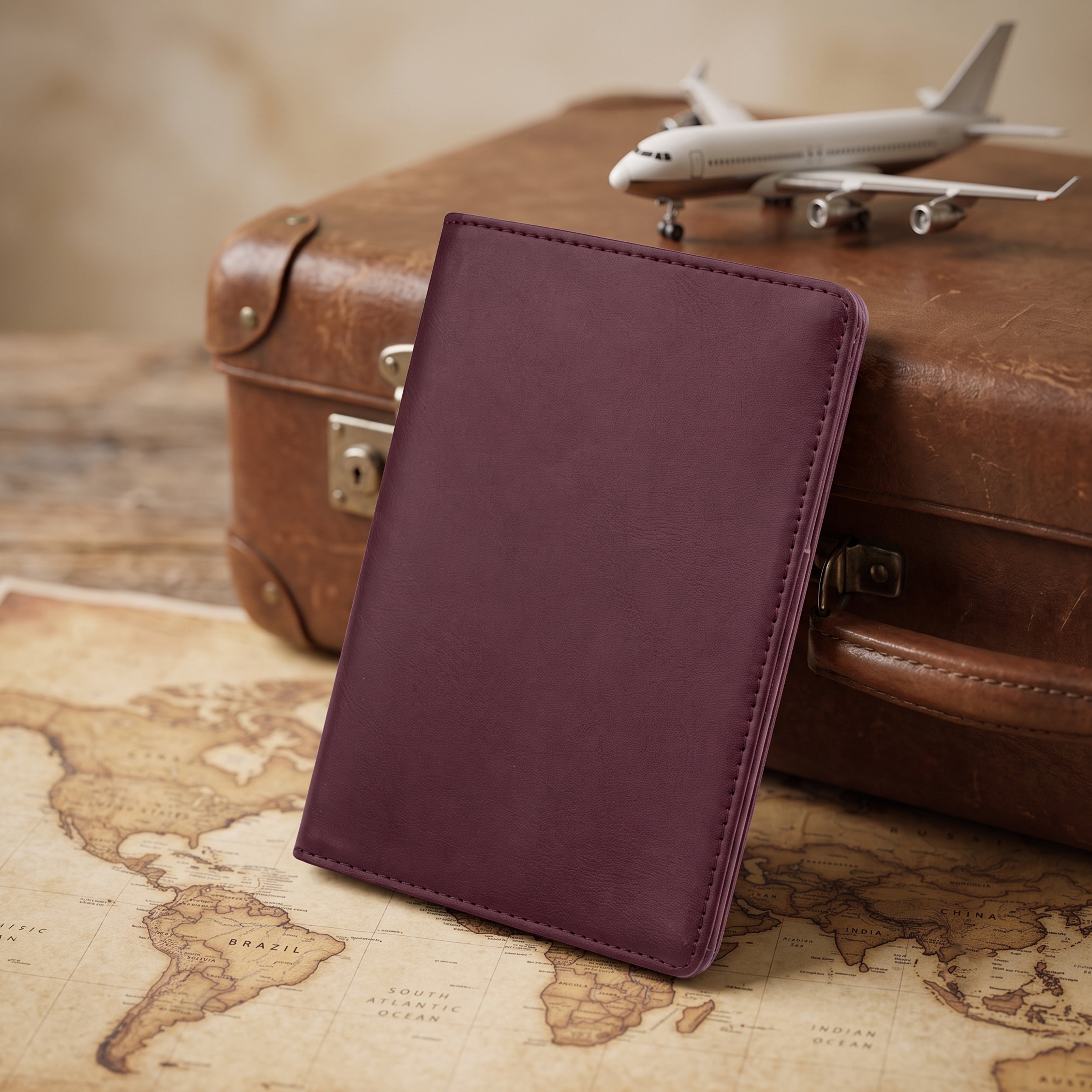 Horizon AirTag Passport Cover - Wine