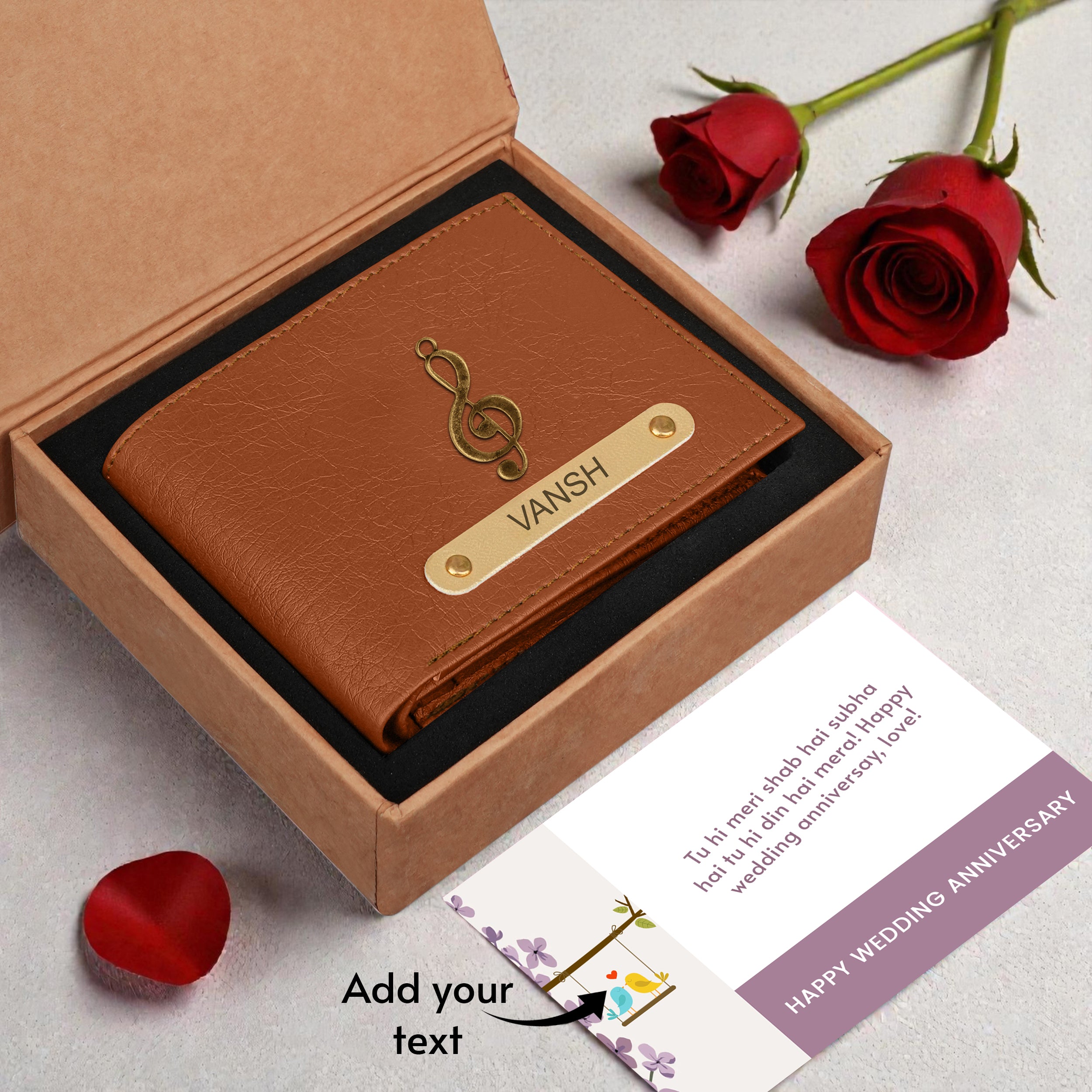 Premium Quality Textured Wallet With Name & Charm For Him