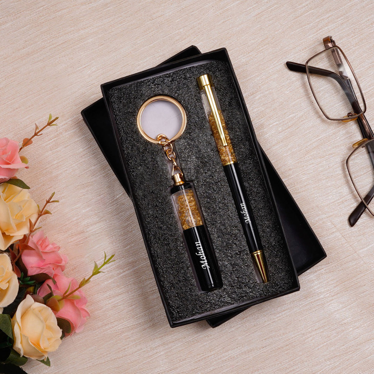 Customized Gift Key Chain Personalized Crystal Pen & Key Chain Gift Set