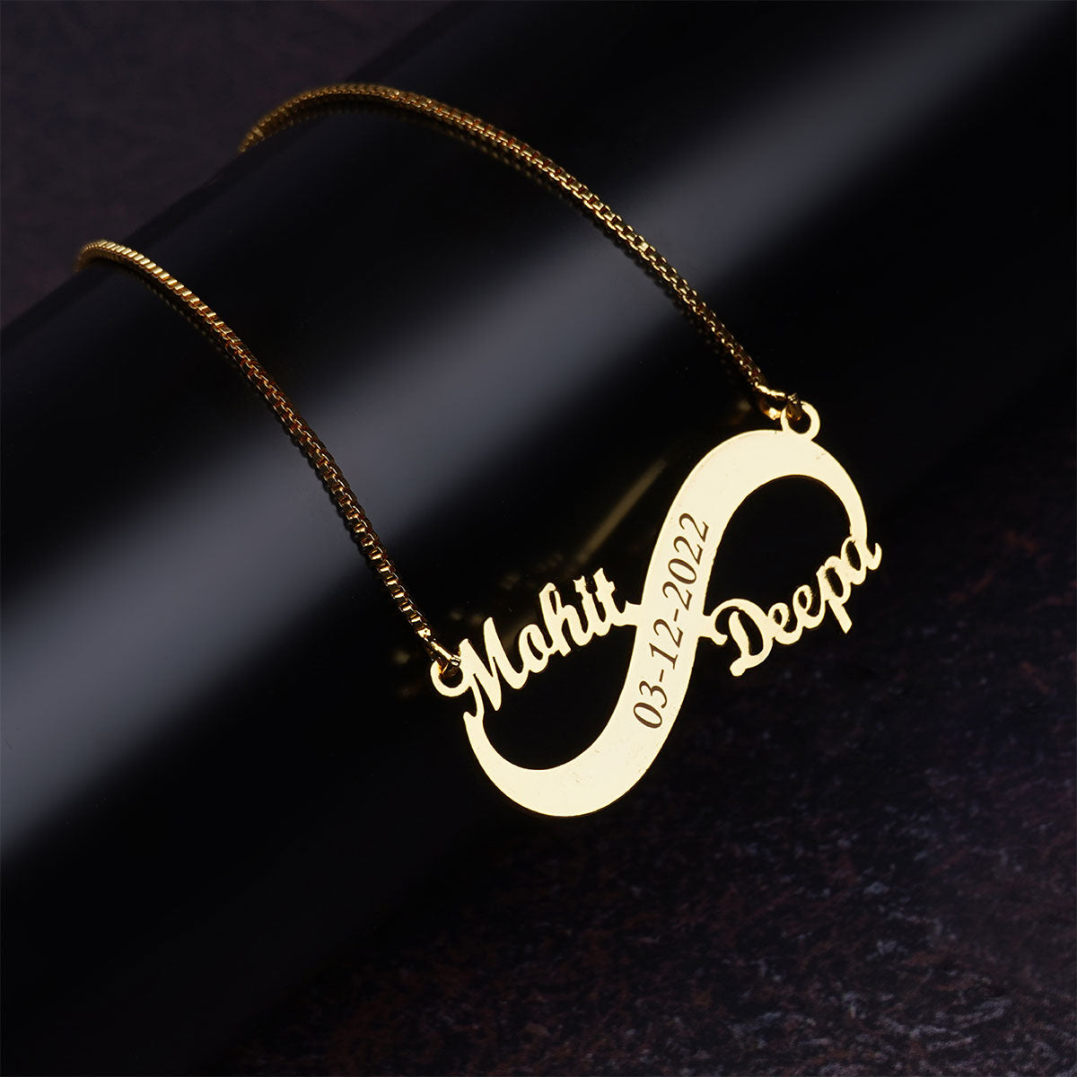 Dual Name Necklace With Anniversary Date