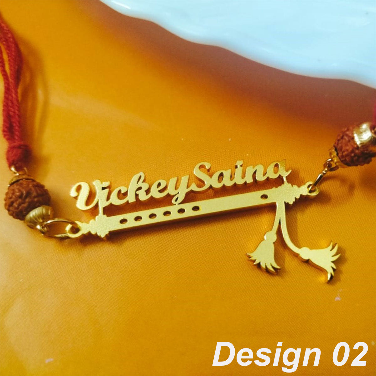 Personalized Designer Metal Rakhi With Name