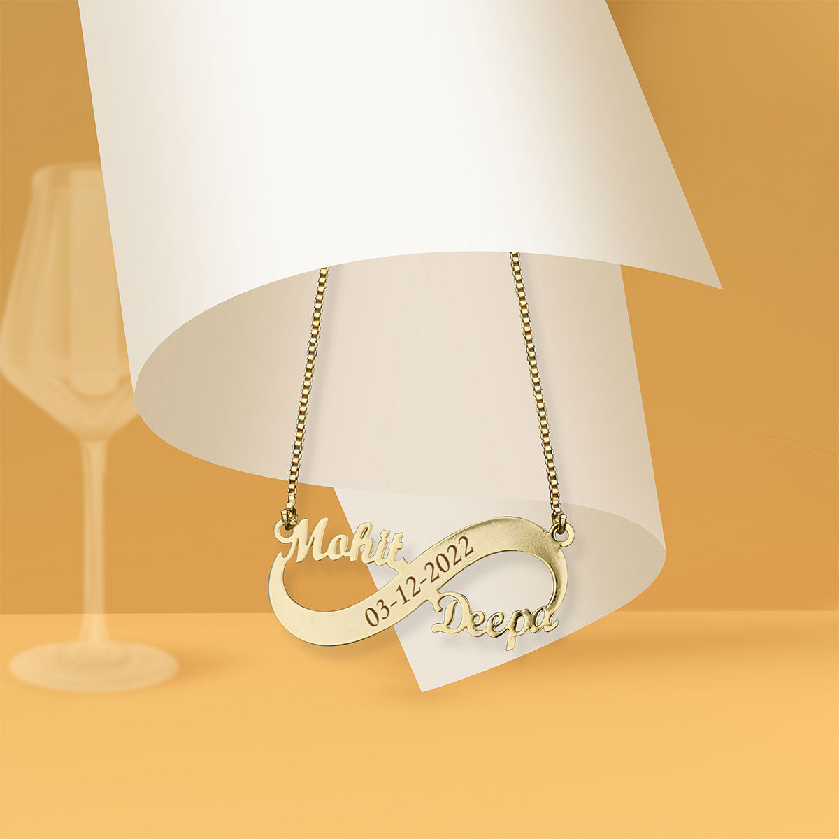 Dual Name Necklace With Anniversary Date