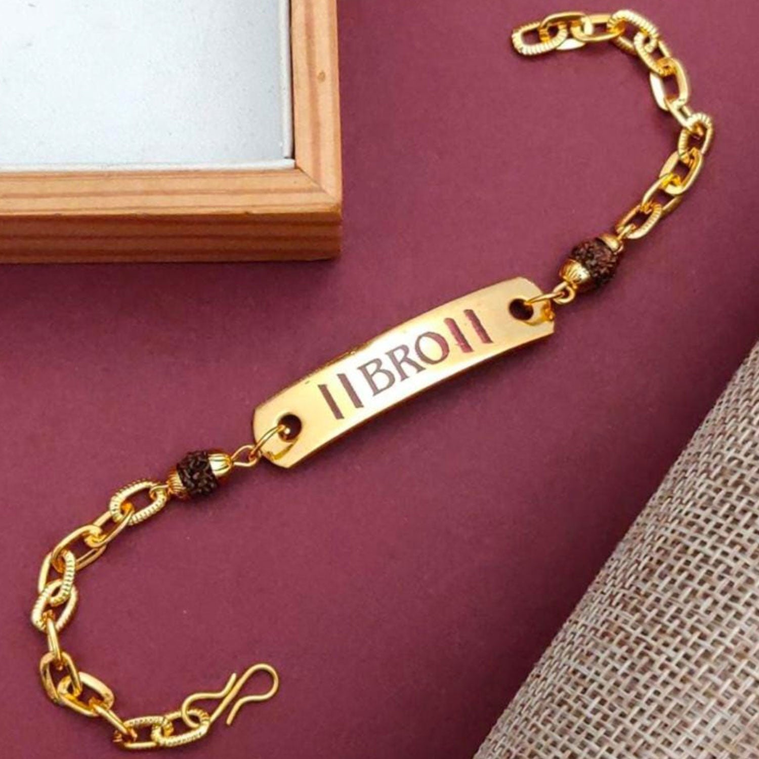 Personalized Rudraksh Bracelet Rakhi With Name