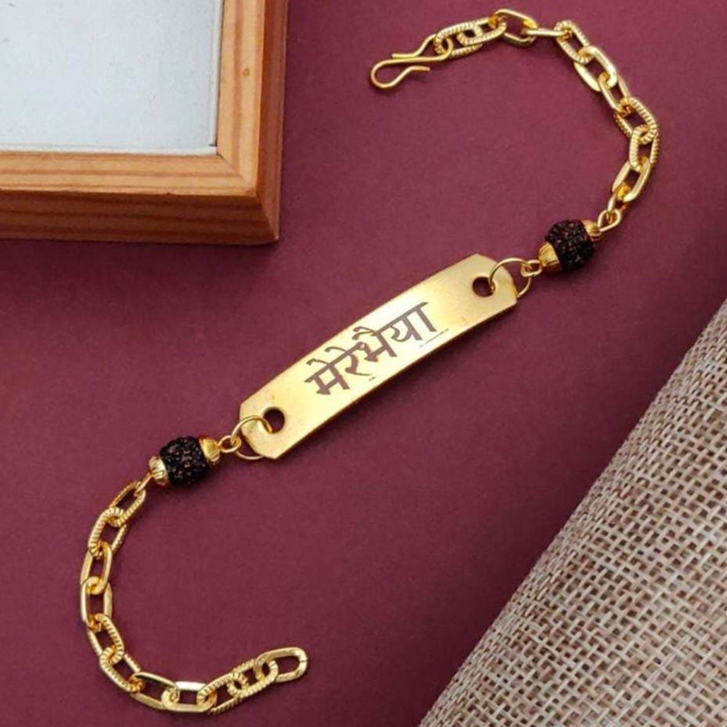 Personalized Rudraksh Bracelet Rakhi With Name