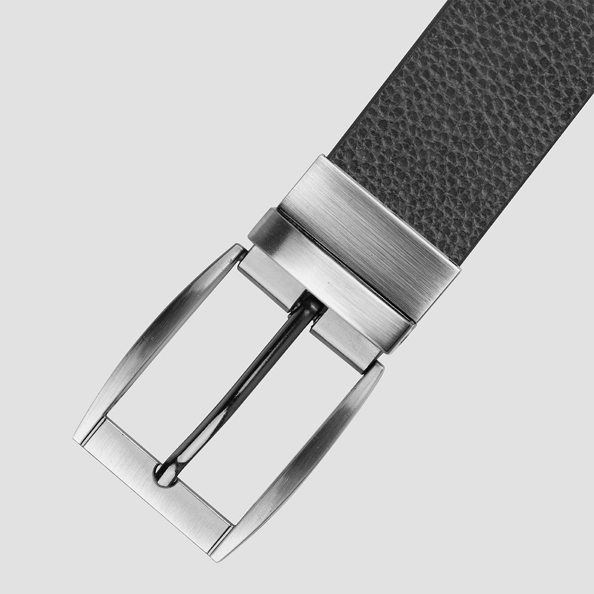 Black Textured Genuine Leather Belt For Men