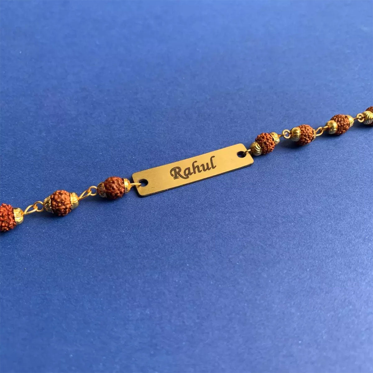 Personalized Rudraksh Chain Rakhi With Name