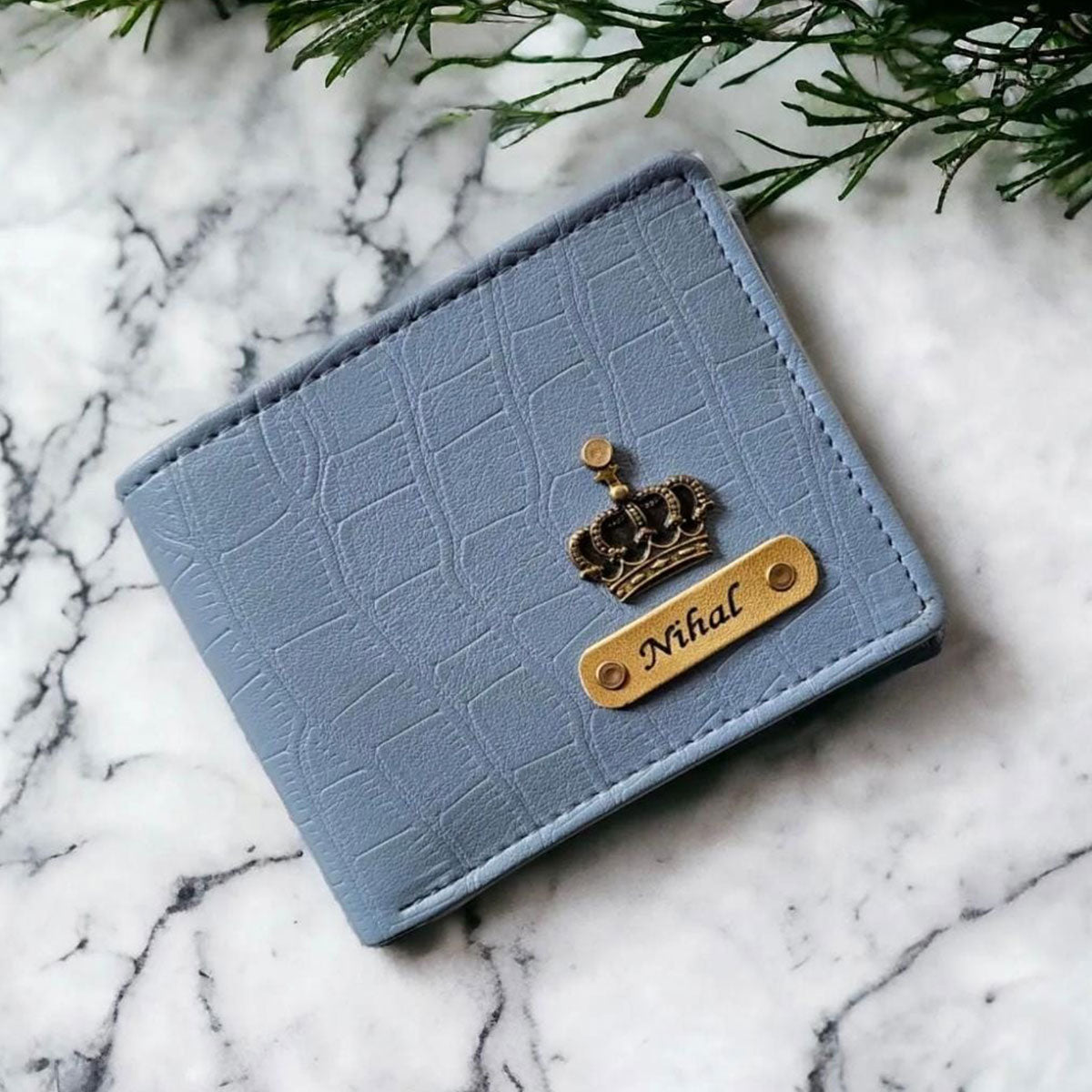 Personalized Sleek Croc Style Wallet With Name & Charm
