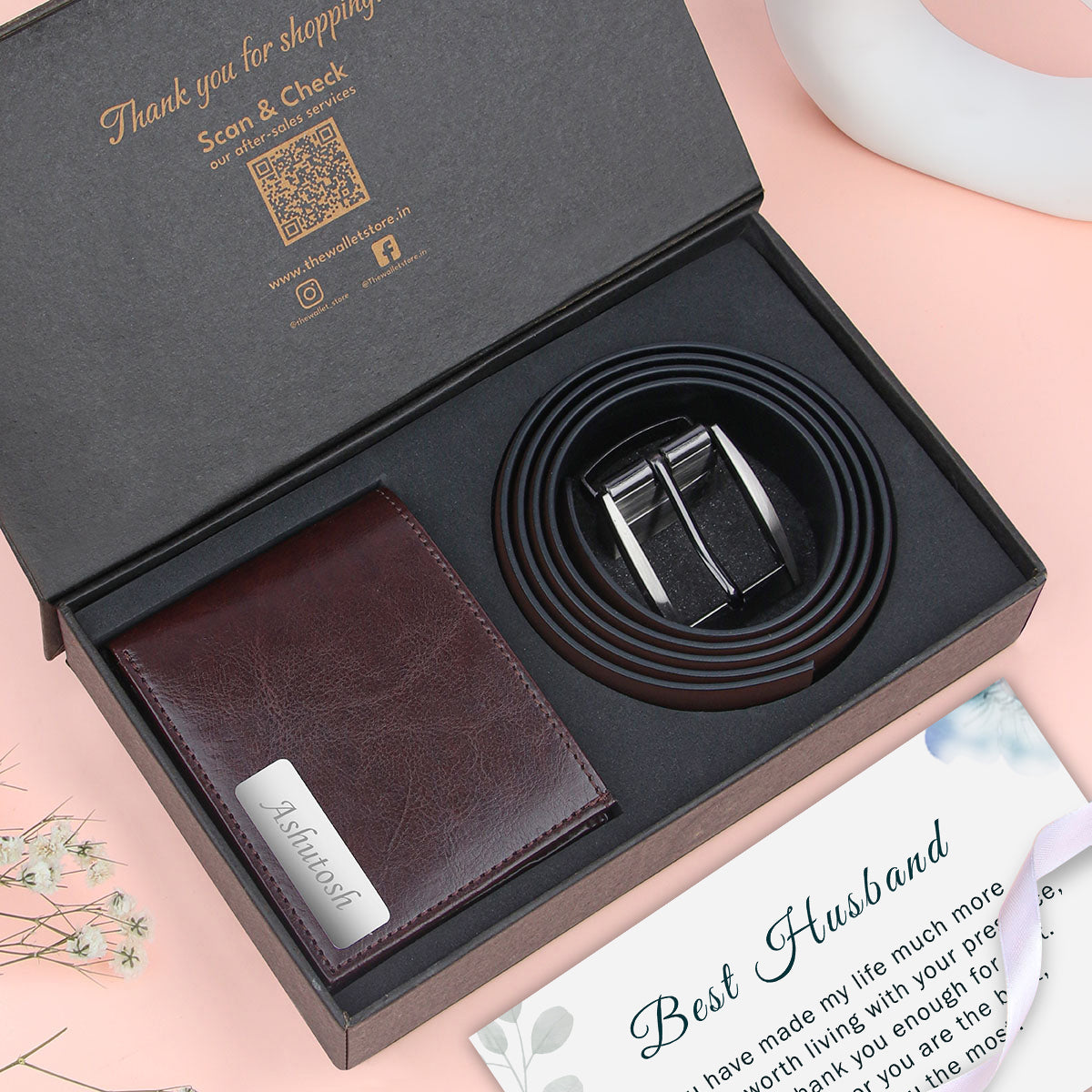 Personalized Men's Leather Belt & Wallet Gift Set