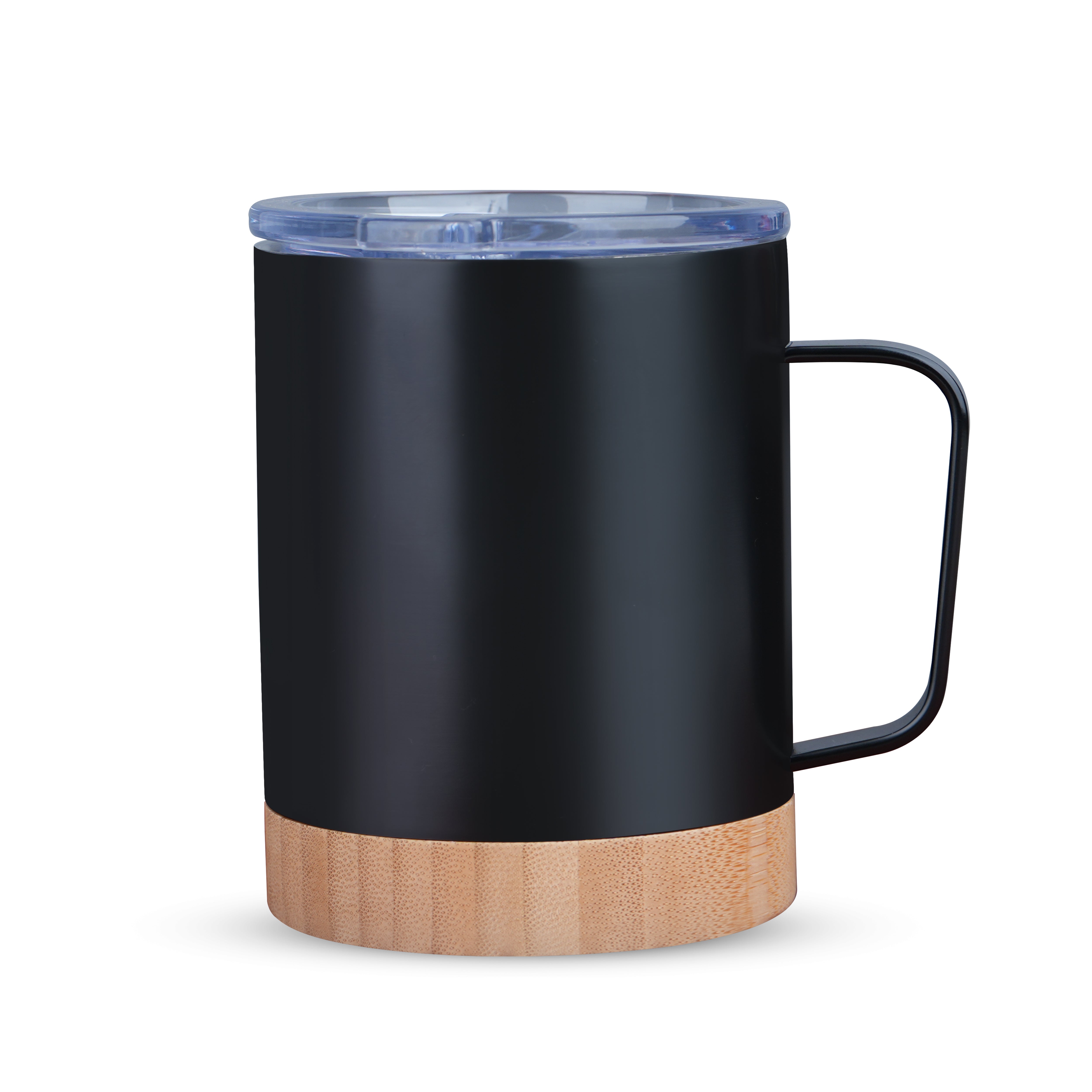 Stainless Steel Vacuum Insulated Coffee Mug With Bamboo Base
