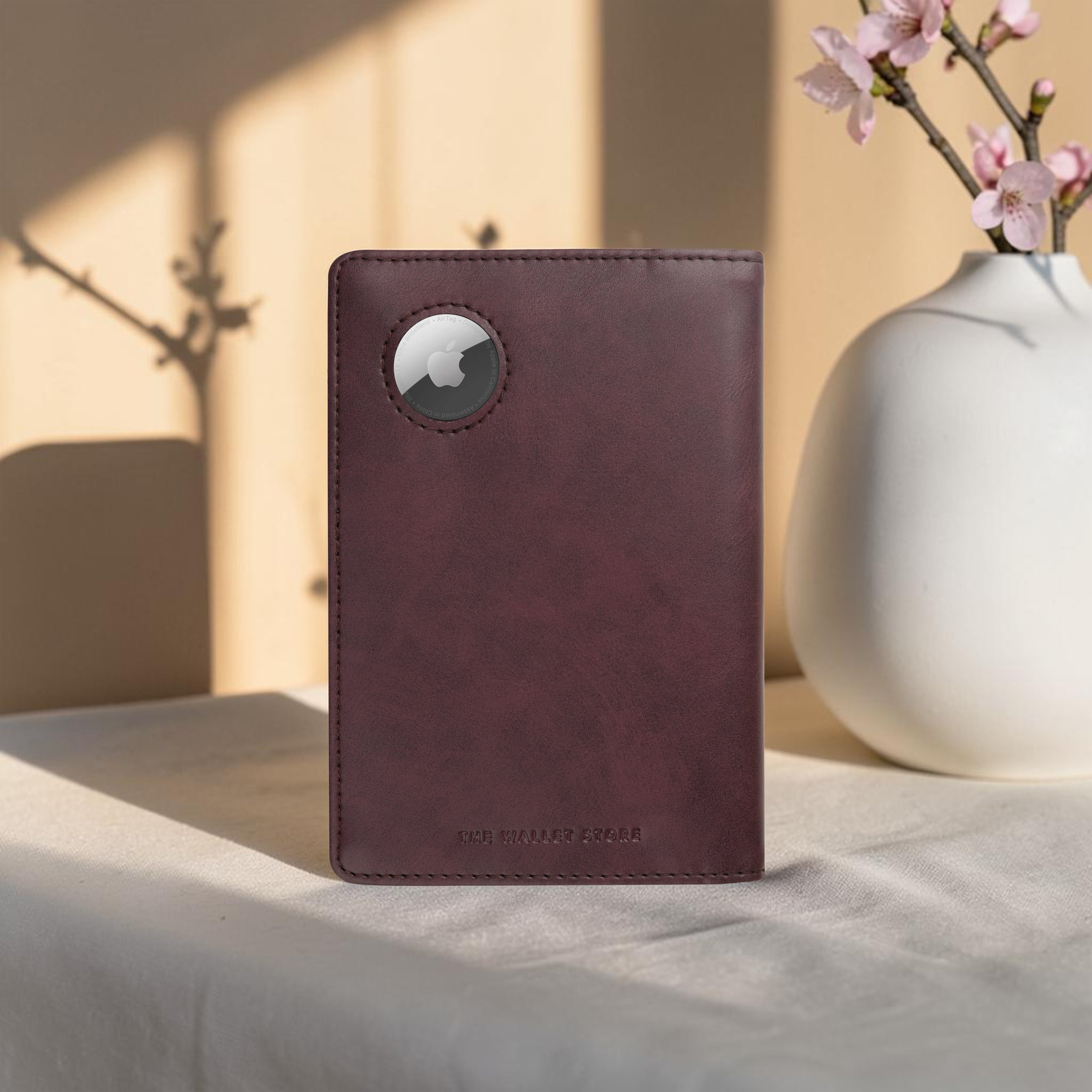 Horizon AirTag Passport Cover - Wine