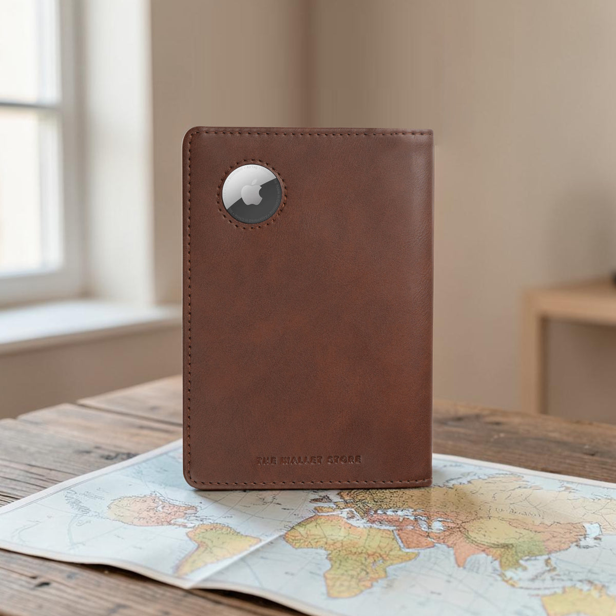 Horizon AirTag Passport Cover - Brown
