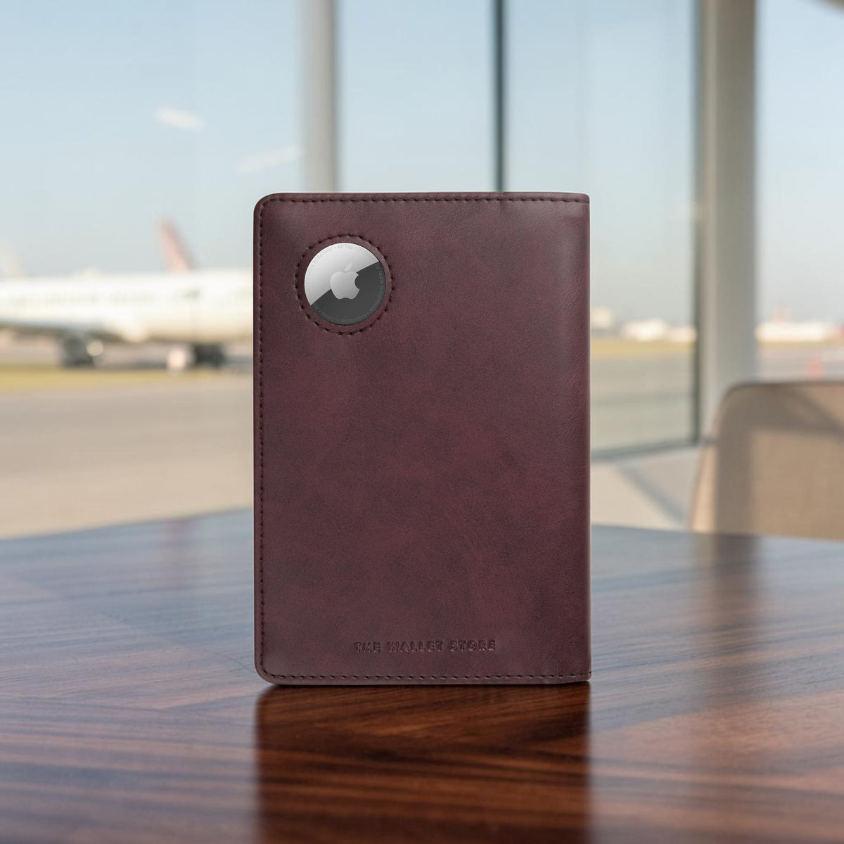 Horizon AirTag Passport Cover - Wine