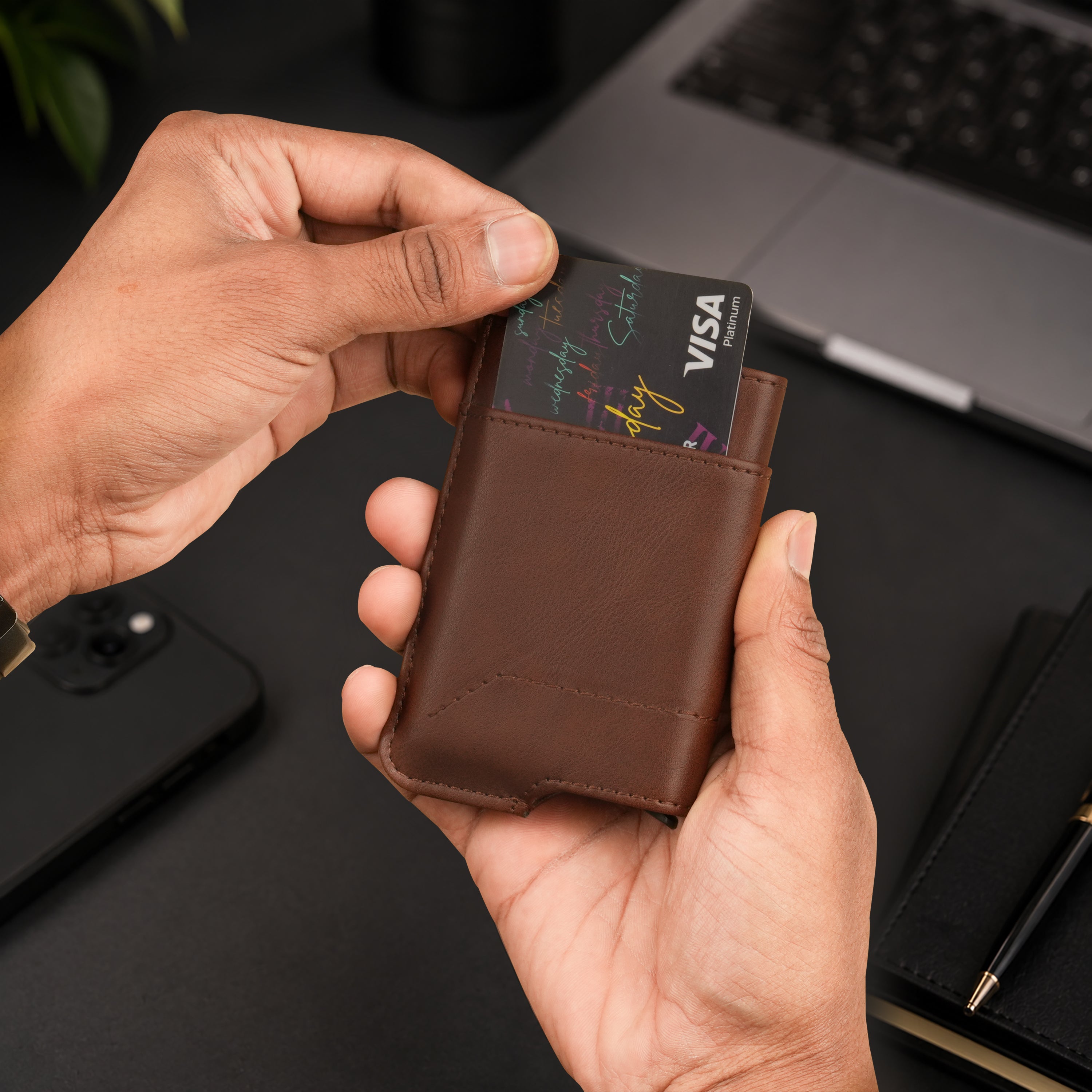 Apex RFID Protected Pop-Up Cardholder - Brown