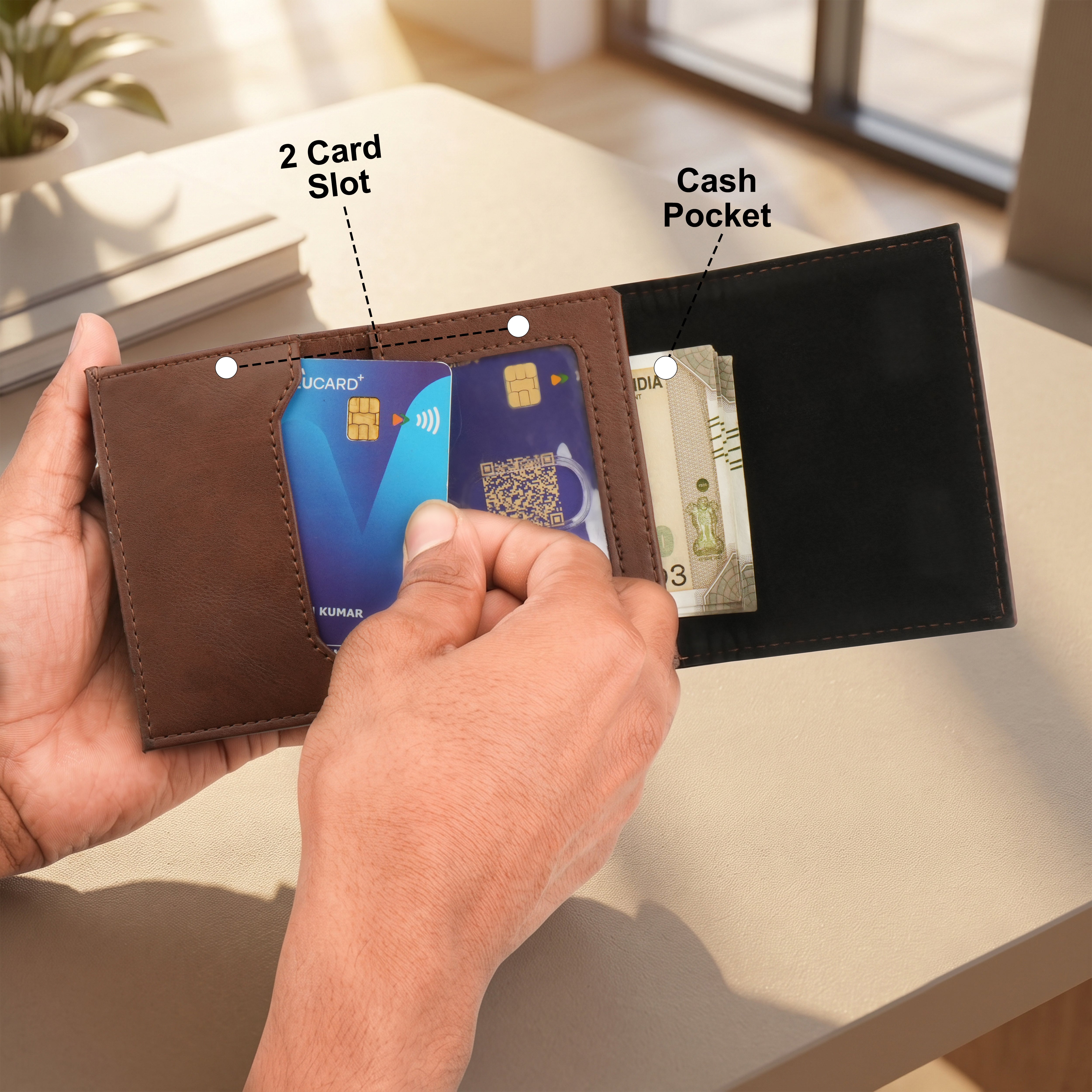 Crest RFID Protected Wallet Cardholder - Brown