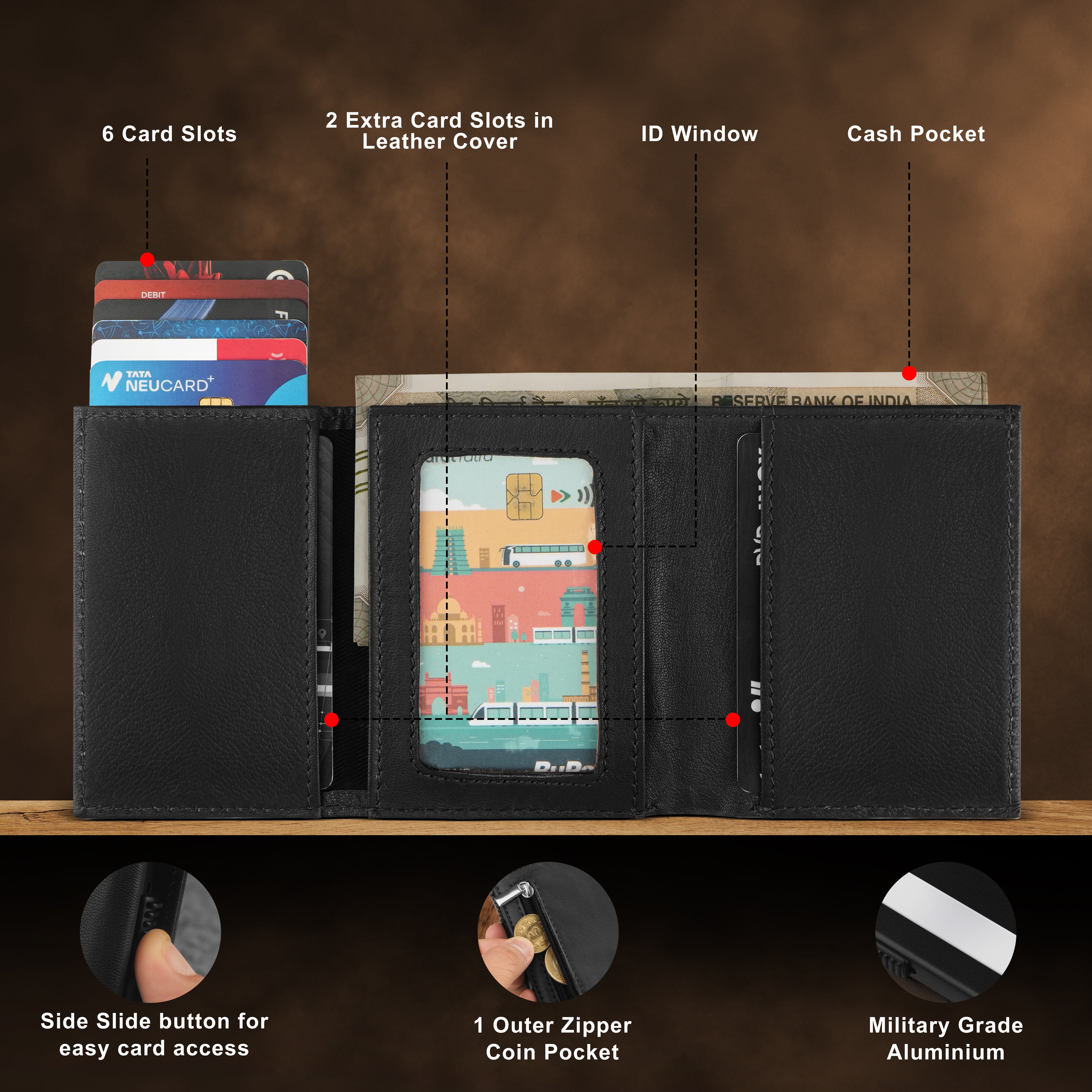 Classic Defender RFID Protected Wallet Cardholder - Black