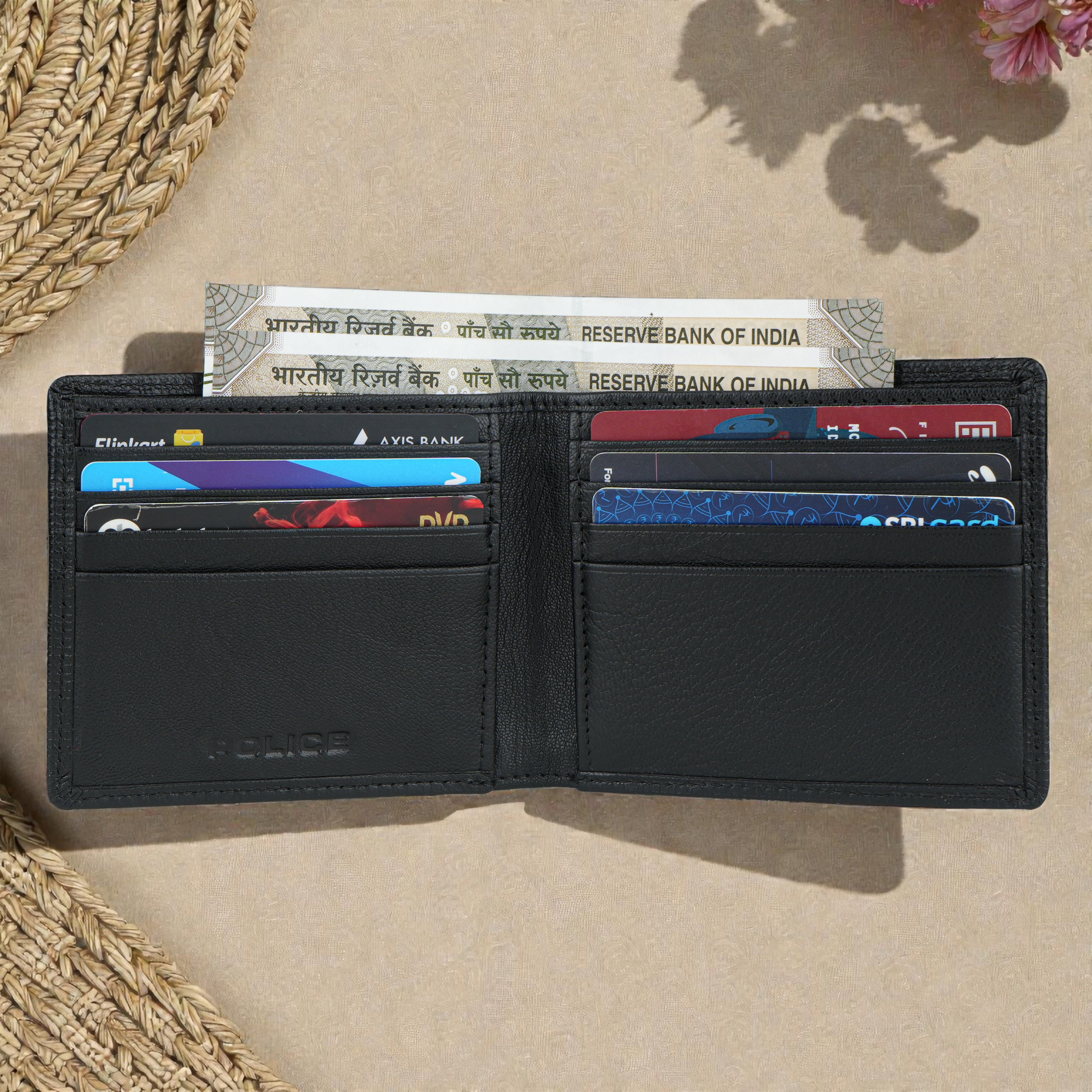 Police Drick Slim Bi-Fold Leather Wallet