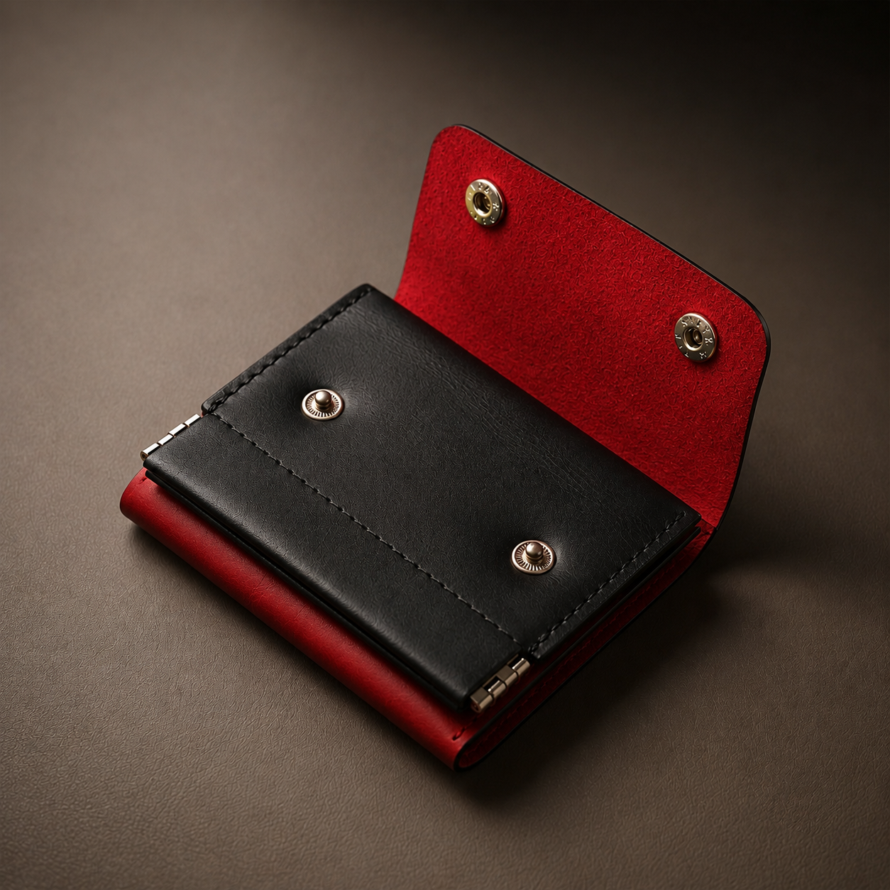 ClickKiss Minimalist Genuine Leather Wallet - Red