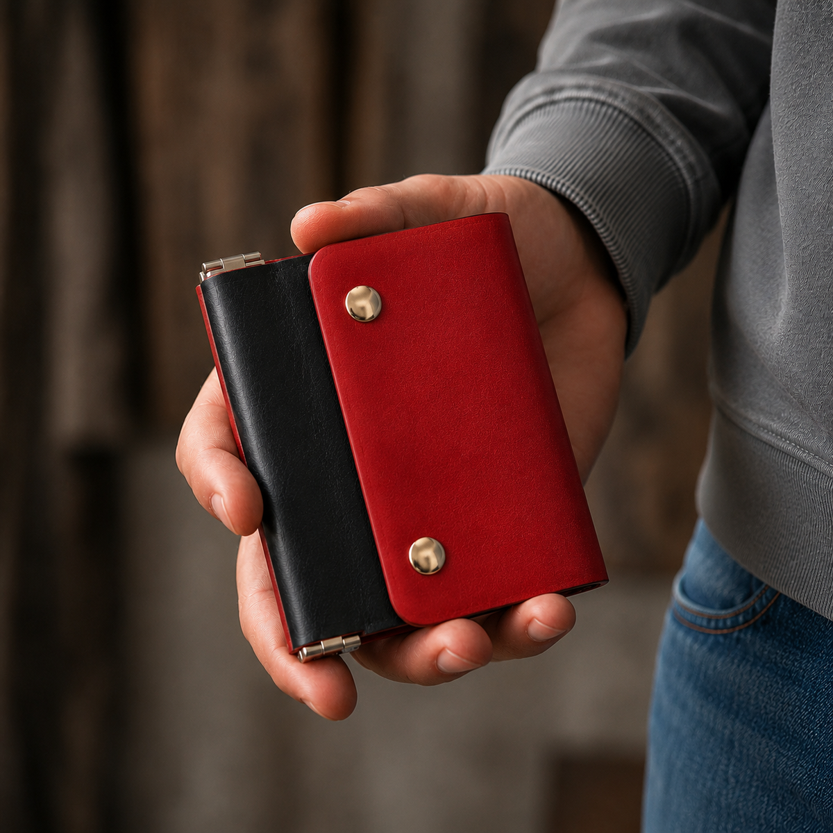 ClickKiss Minimalist Genuine Leather Wallet - Red