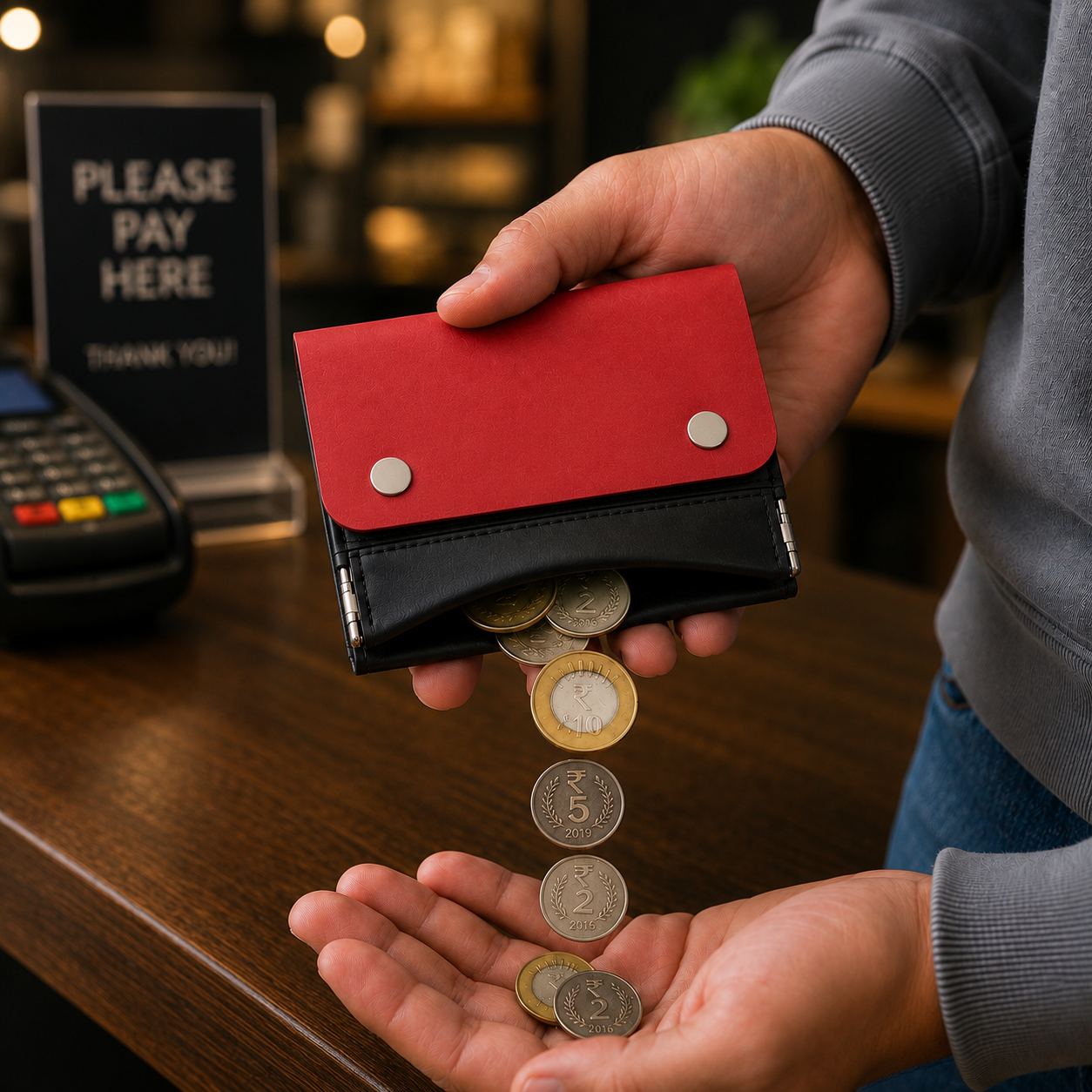 ClickKiss Minimalist Genuine Leather Wallet - Red
