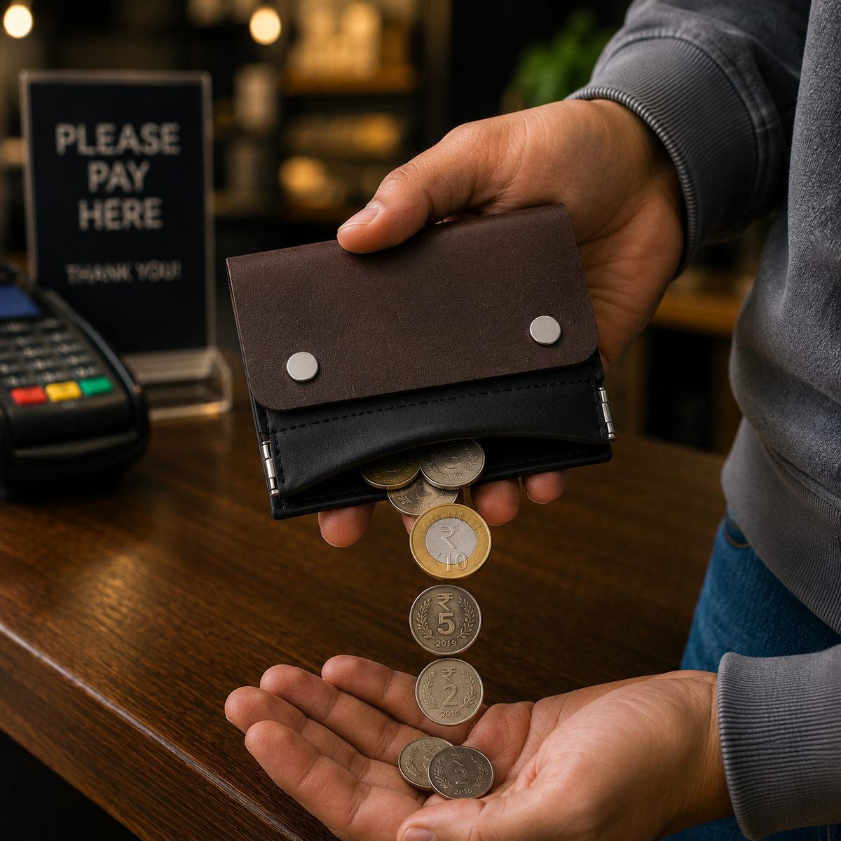ClickKiss Minimalist Genuine Leather Wallet - Brown