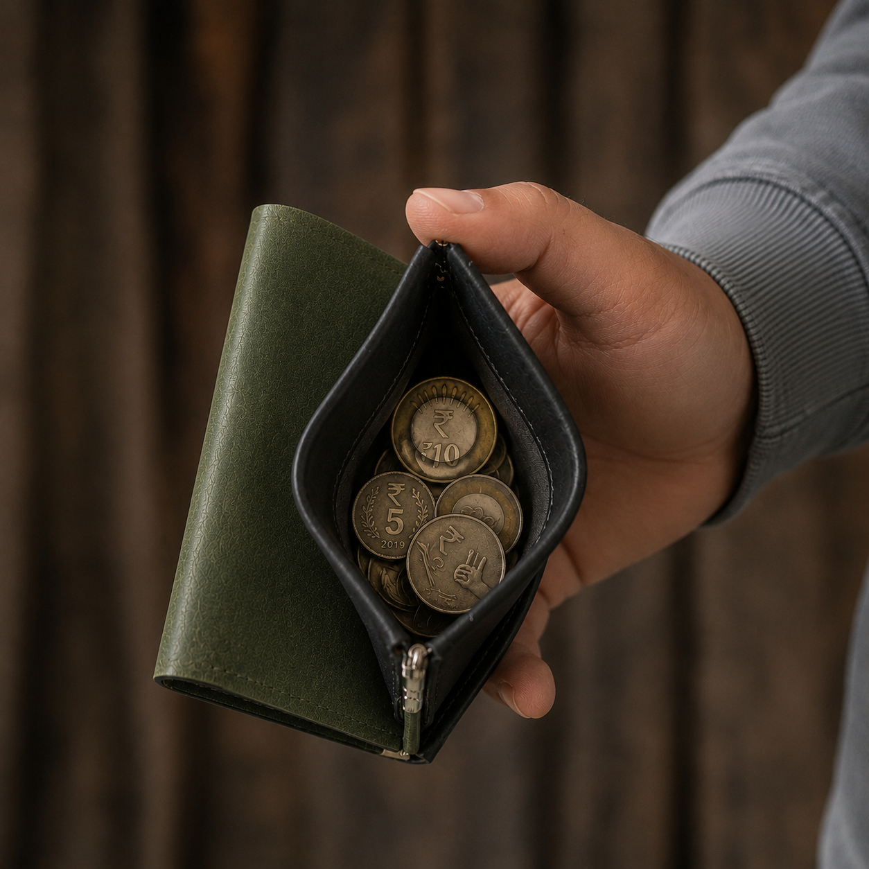 ClickKiss Minimalist Genuine Leather Wallet - Green