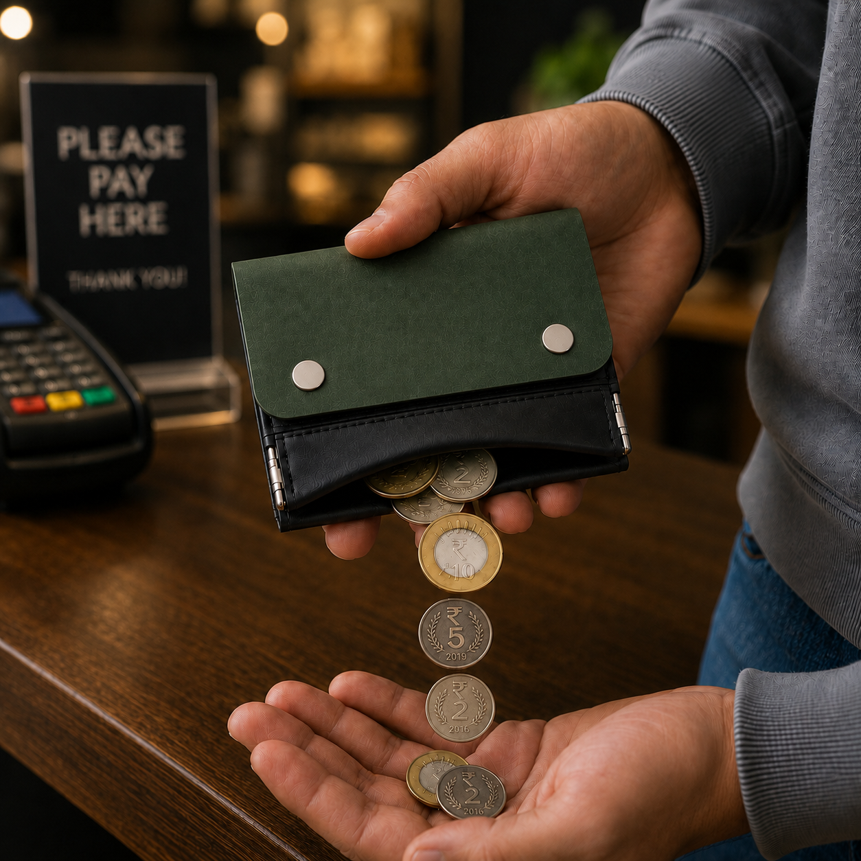 ClickKiss Minimalist Genuine Leather Wallet - Green
