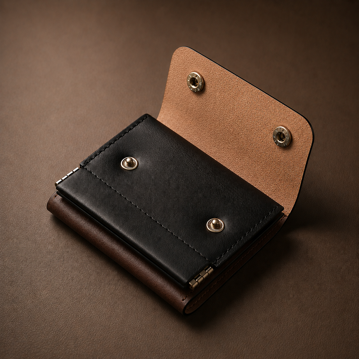 ClickKiss Minimalist Genuine Leather Wallet - Brown
