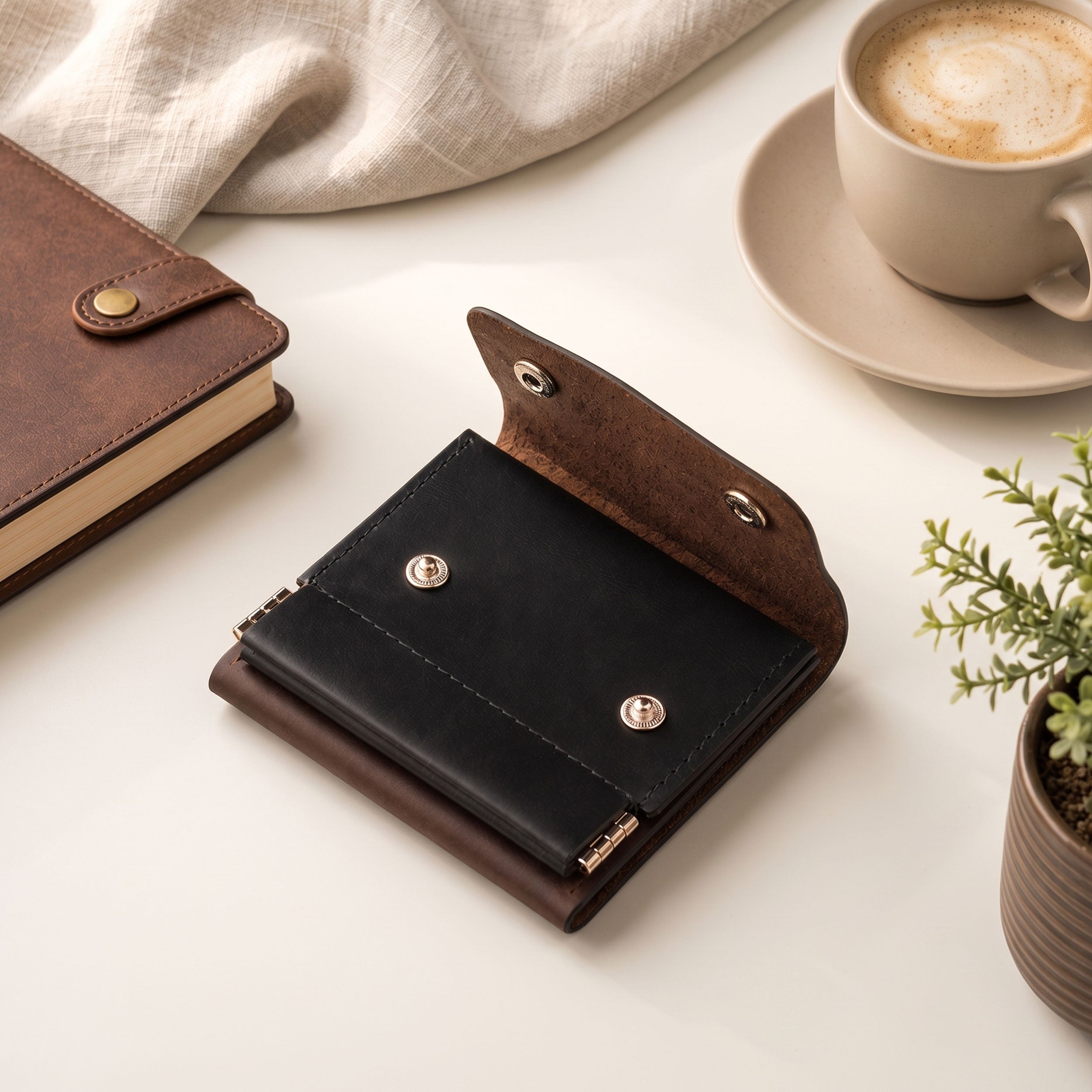 ClickKiss Minimalist Genuine Leather Wallet - Brown