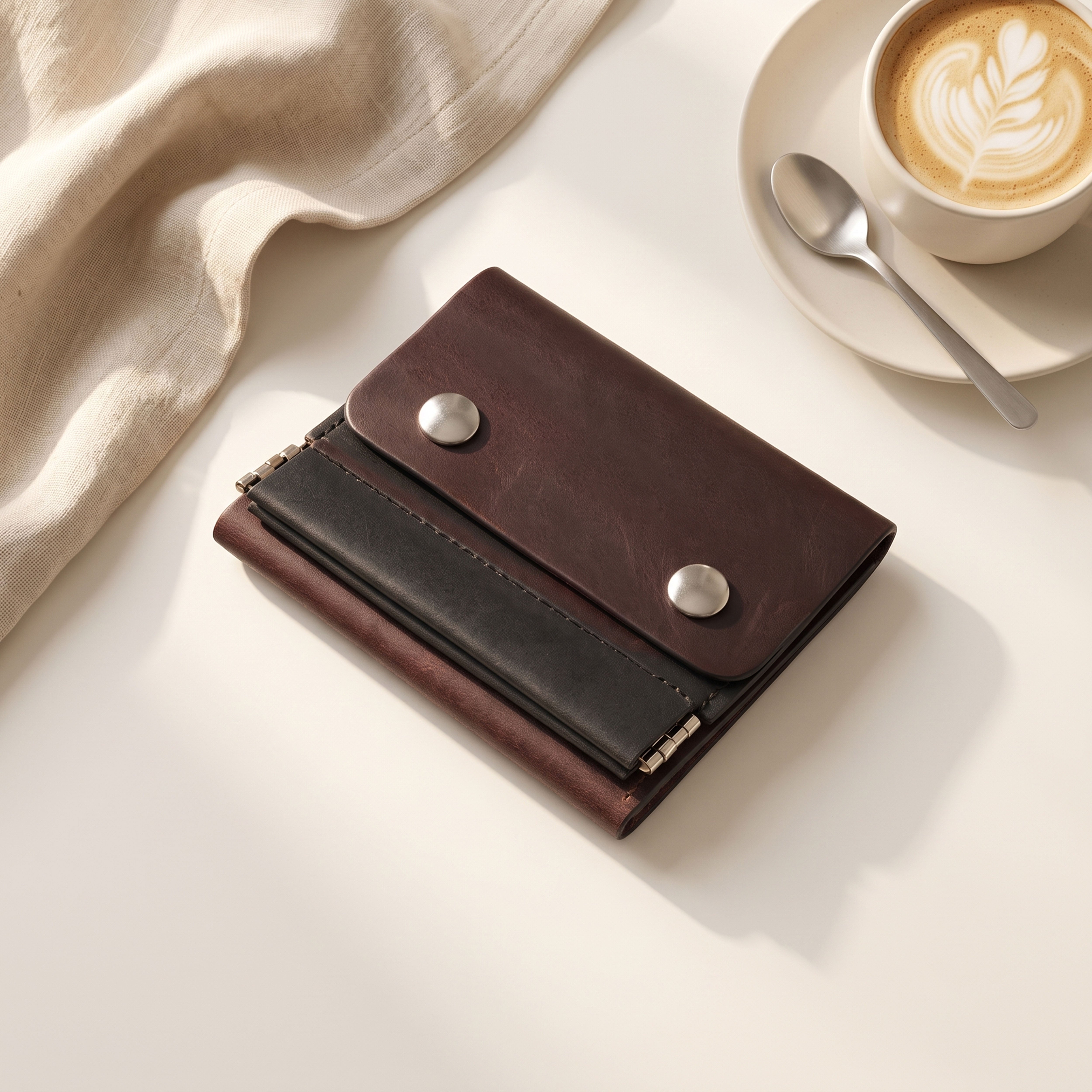 ClickKiss Minimalist Genuine Leather Wallet - Brown
