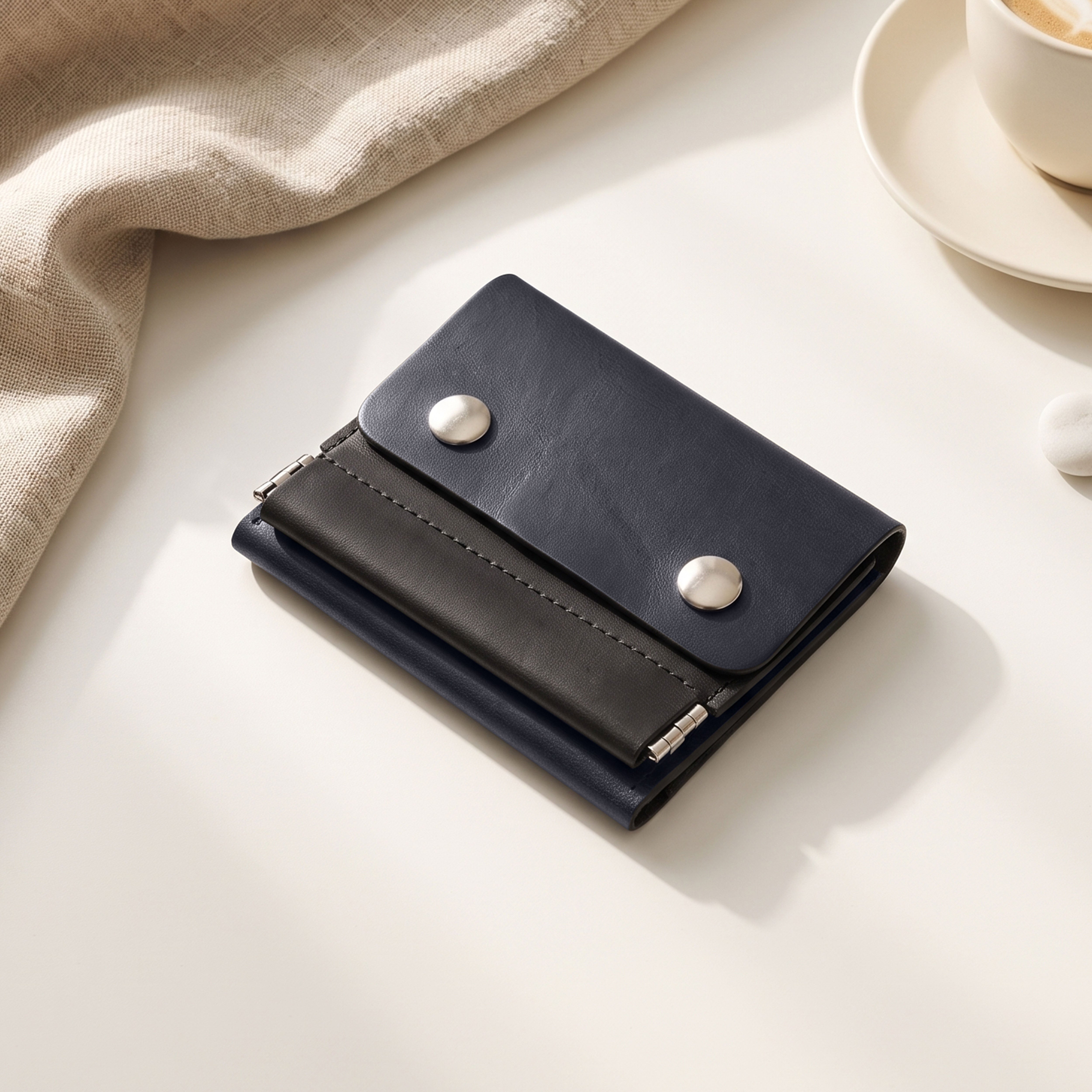 ClickKiss Minimalist Genuine Leather Wallet - Blue