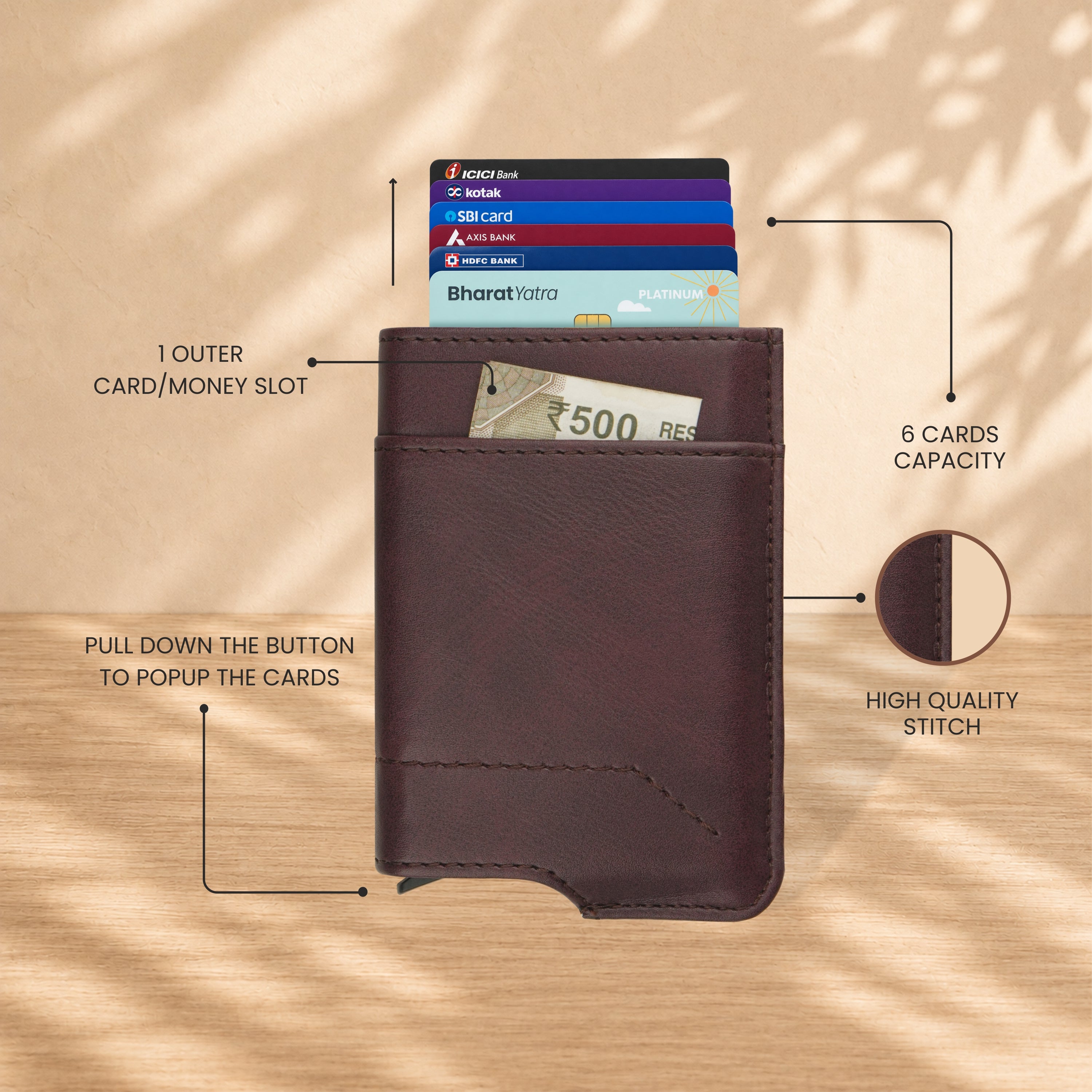 Apex RFID Protected Pop-Up Cardholder - Wine