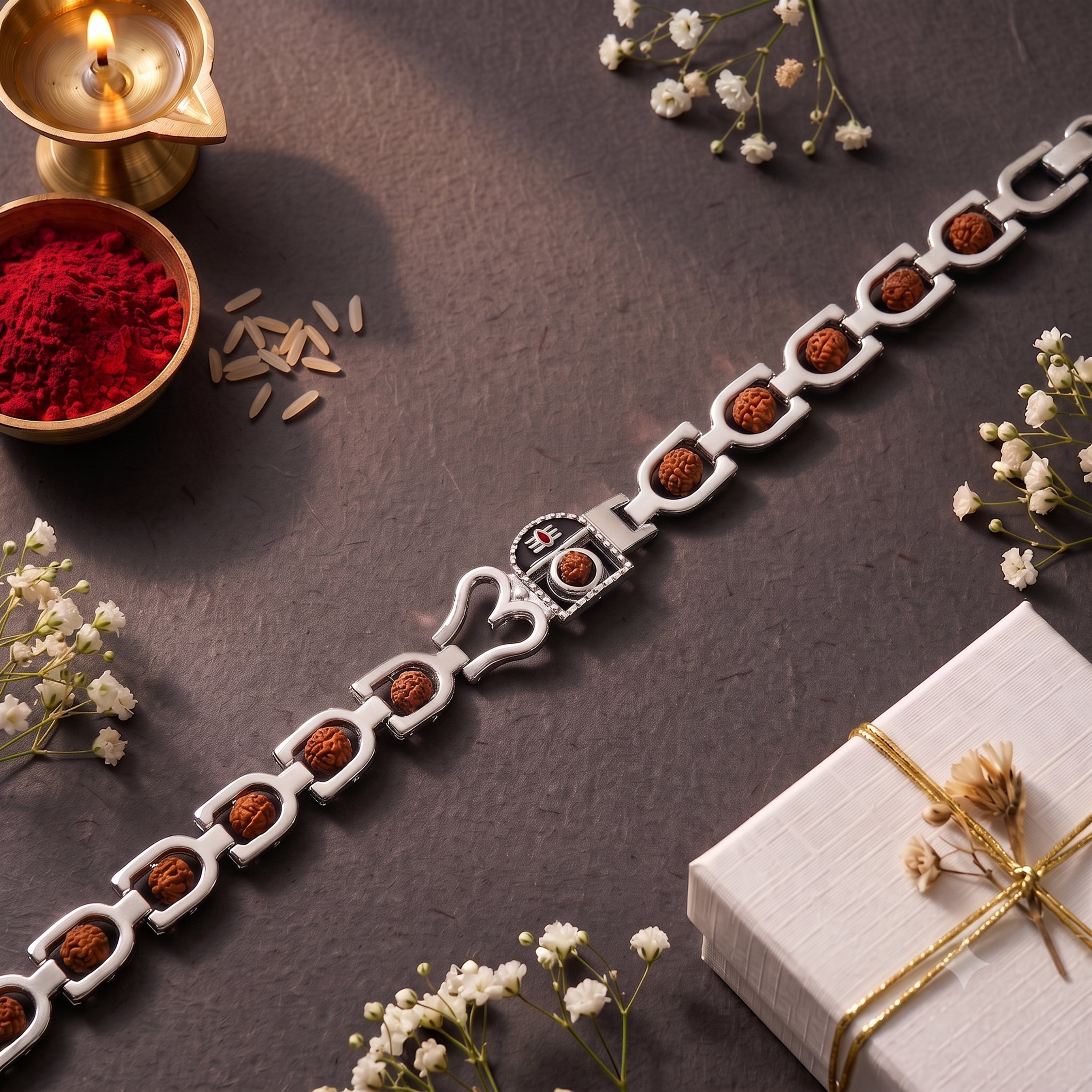 Trinetra Bandhan Om Rudraksh Rakhi